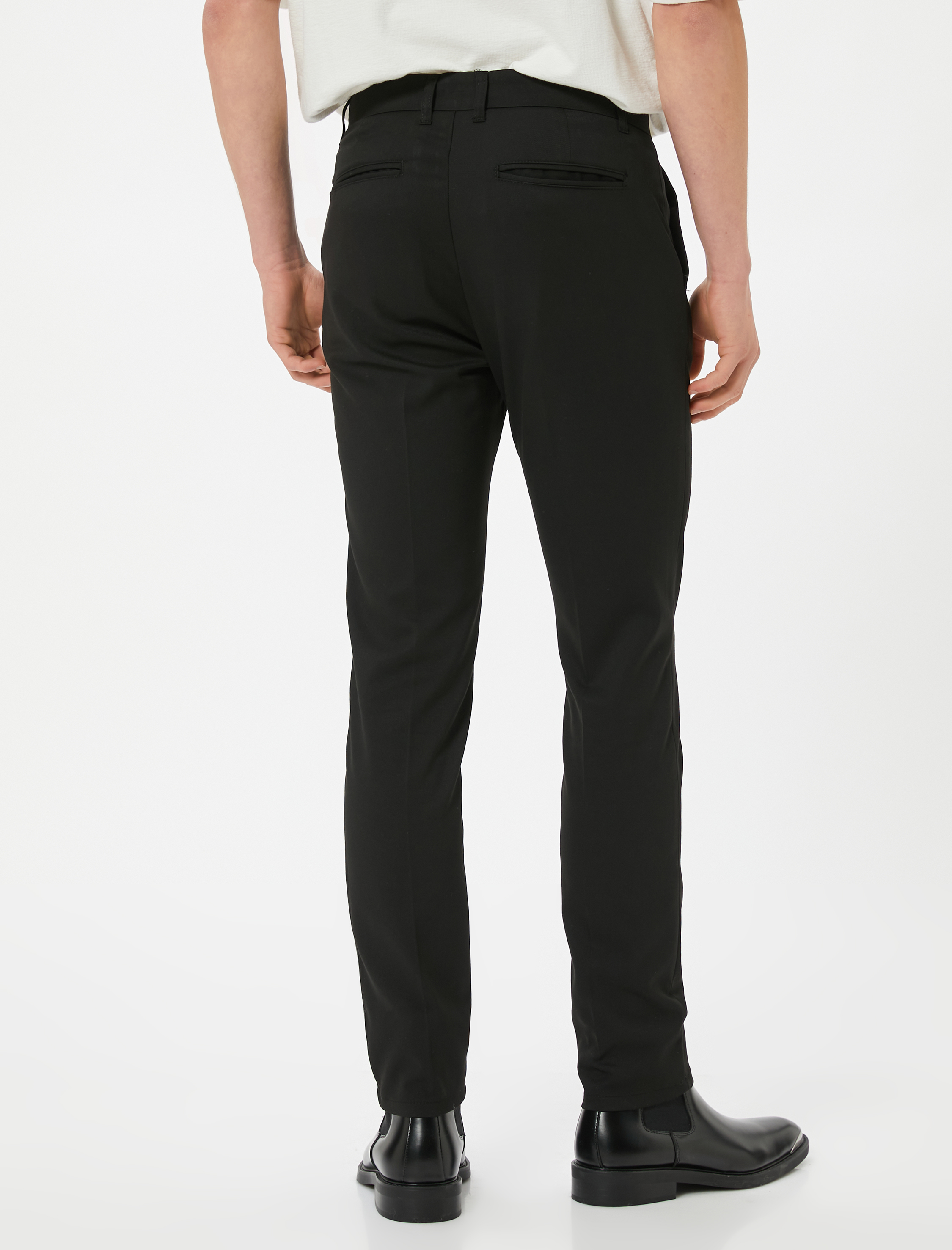   Kumaş Pantolon Slim Fit Chino Düğmeli Cep Detaylı