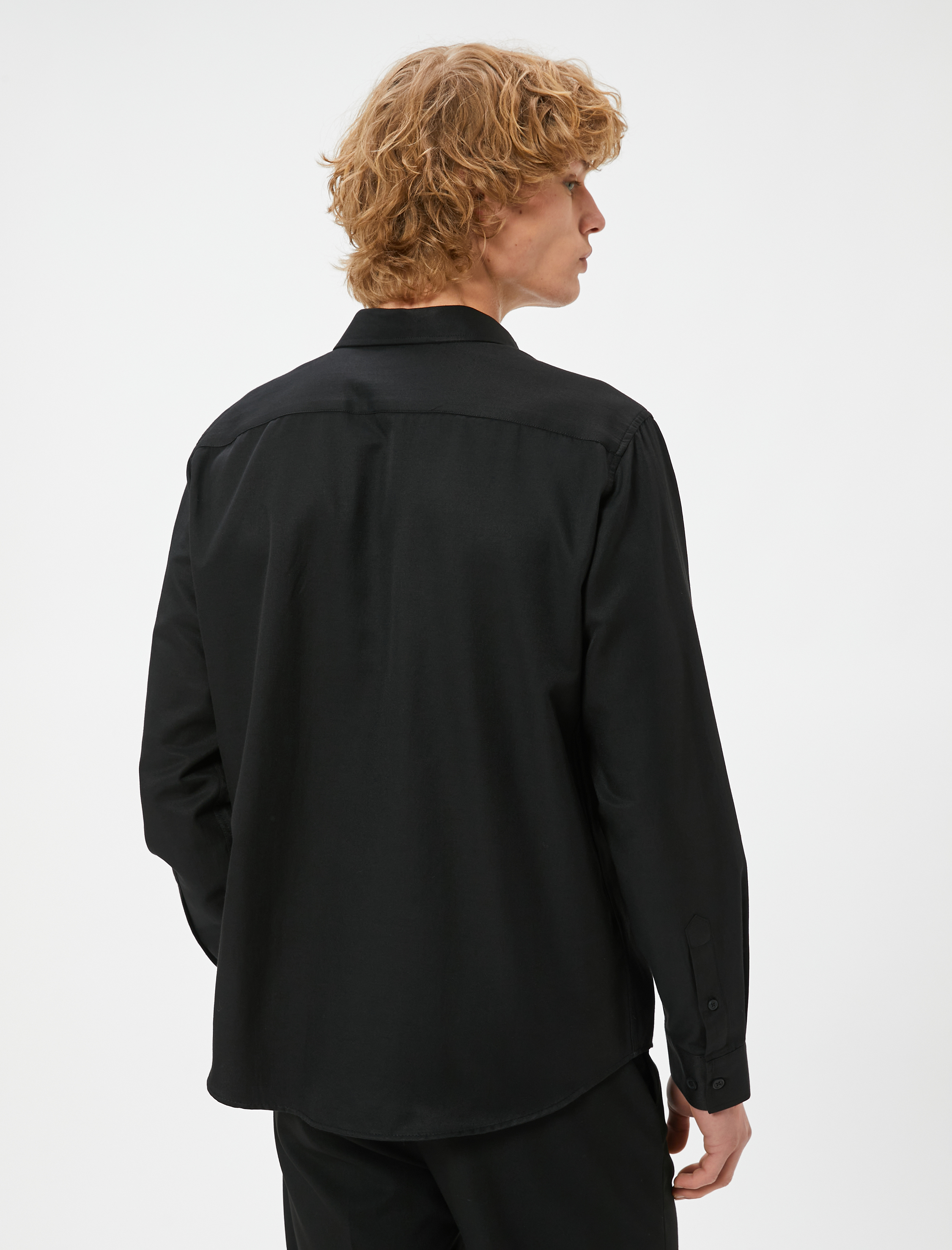 Klasik Gömlek Yarım İtalyan Yaka Düğmeli Uzun Kollu Regular Fit