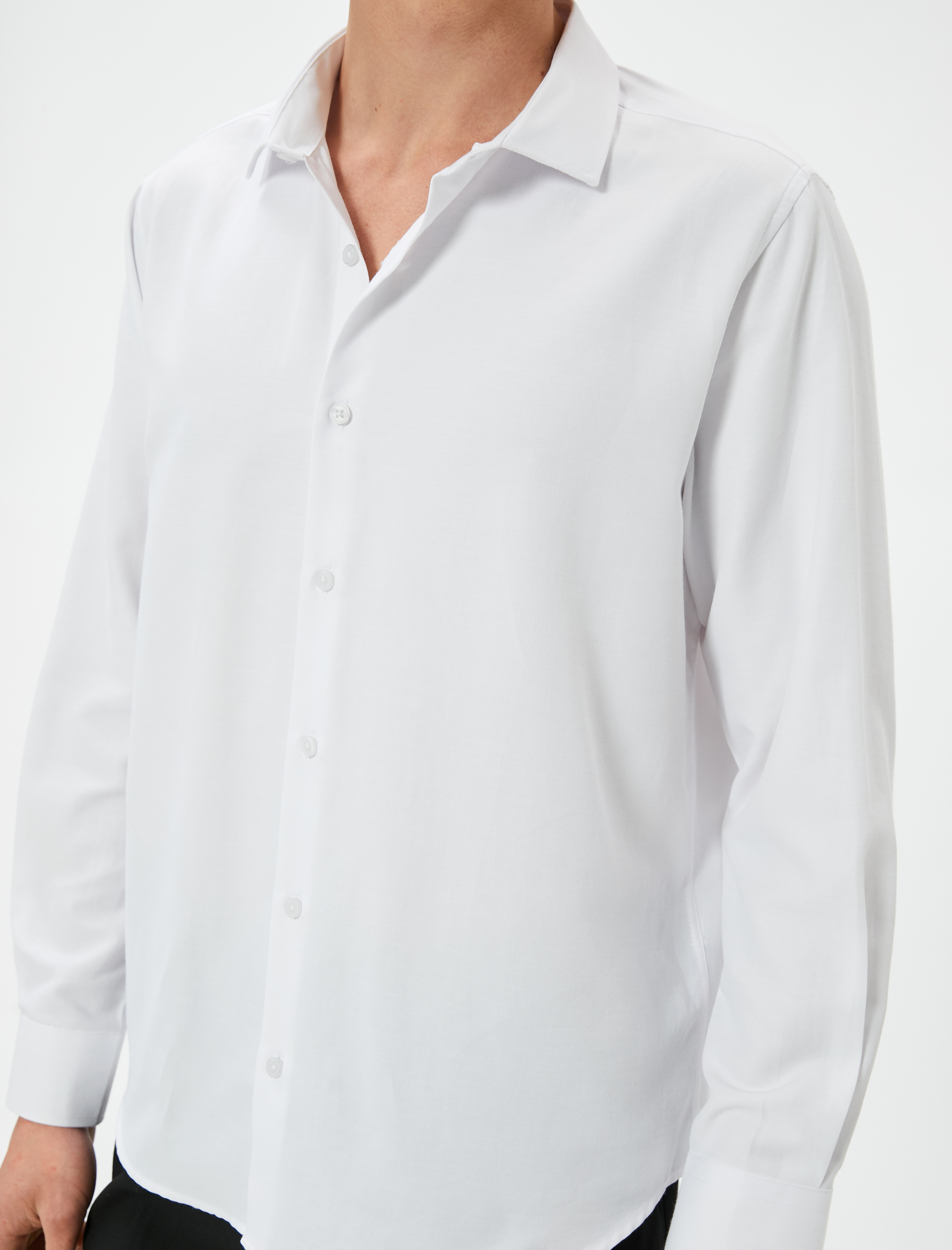 Klasik Gömlek Yarım İtalyan Yaka Düğmeli Uzun Kollu Regular Fit
