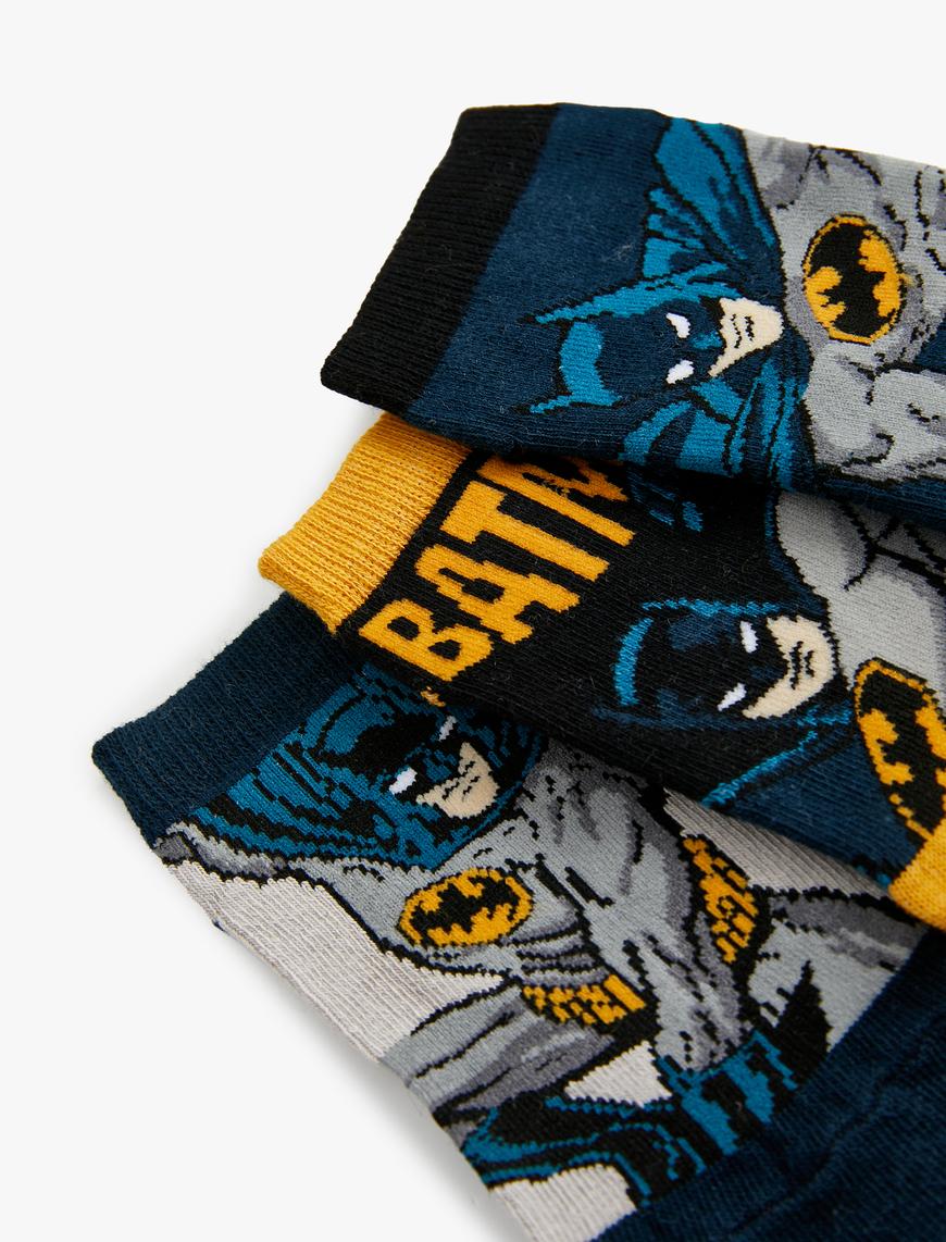  Erkek Çocuk Batman Çorap Seti 3'lü Baskılı Lisanslı