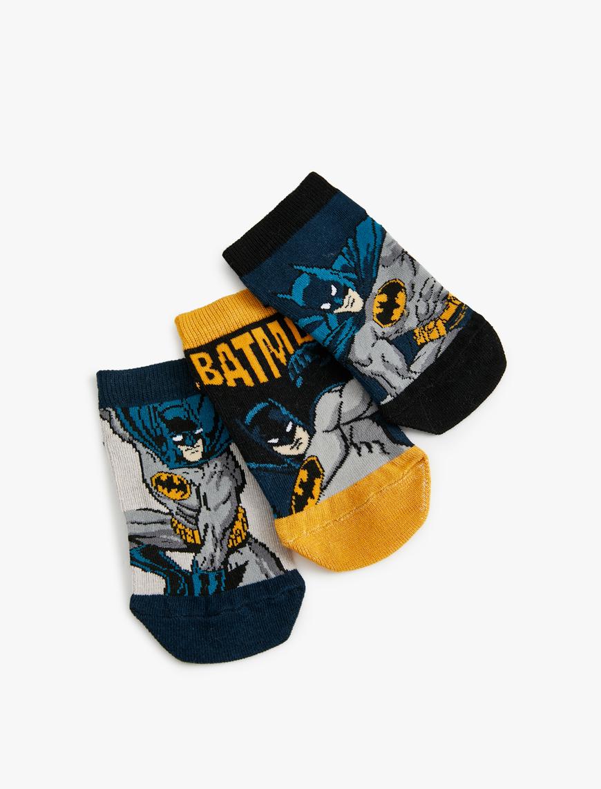  Erkek Çocuk Batman Çorap Seti 3'lü Baskılı Lisanslı