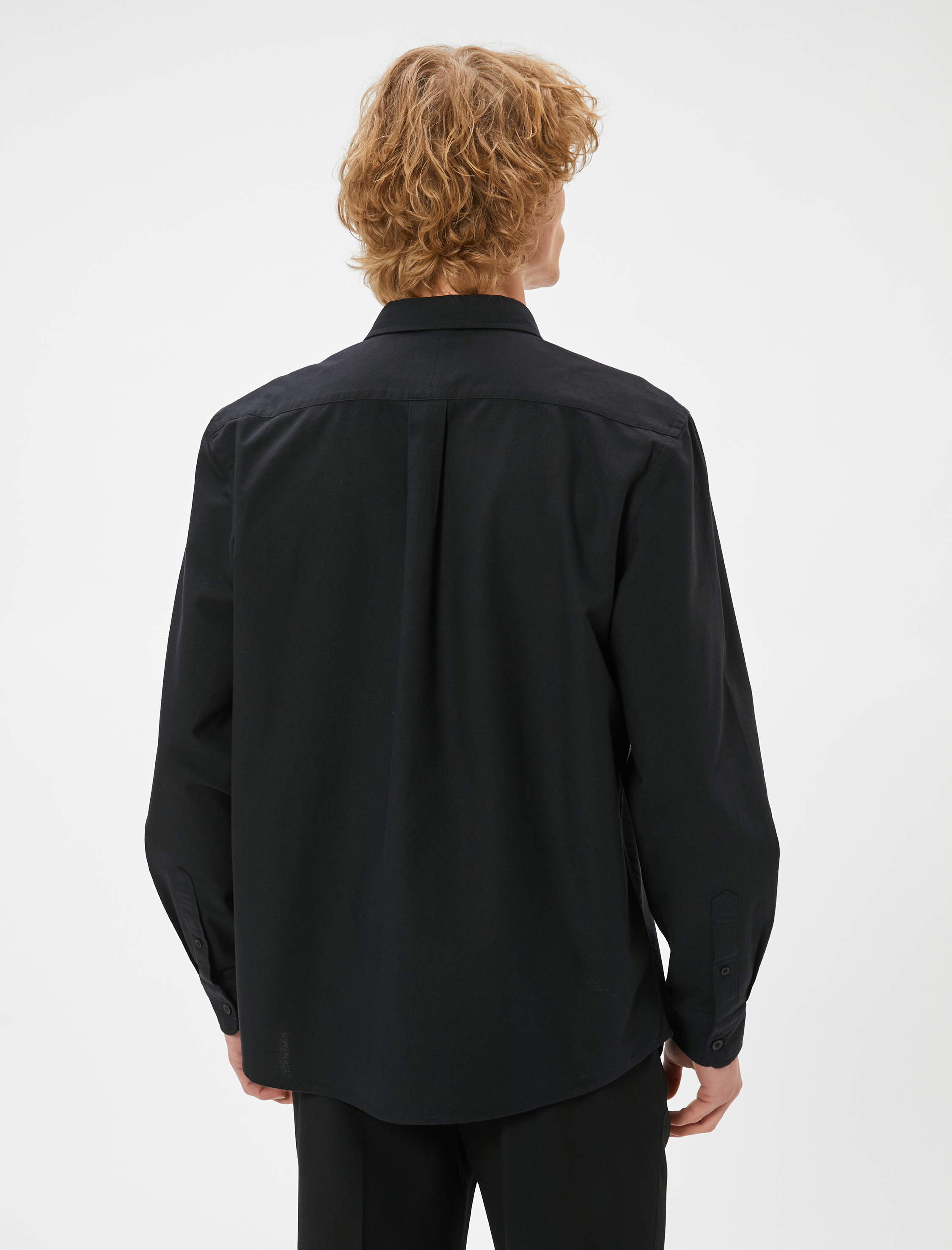   Basic Gömlek Klasik Yaka Düğmeli Uzun Kollu Pamuklu Regular Fit