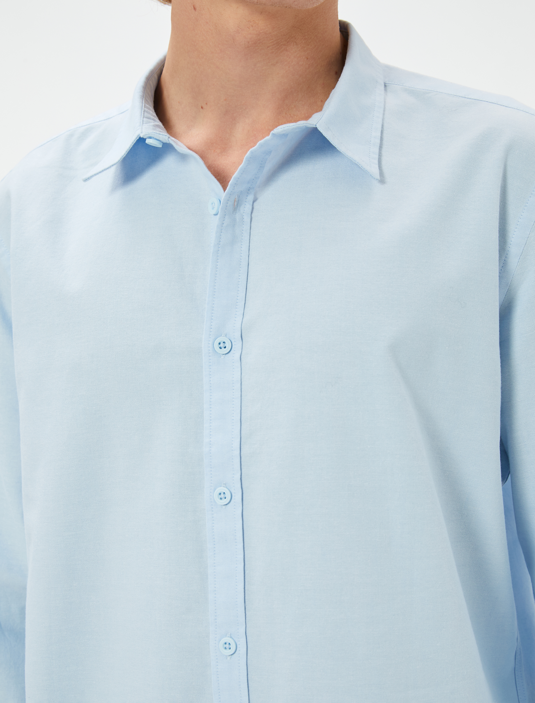   Basic Gömlek Klasik Yaka Düğmeli Uzun Kollu Pamuklu Regular Fit