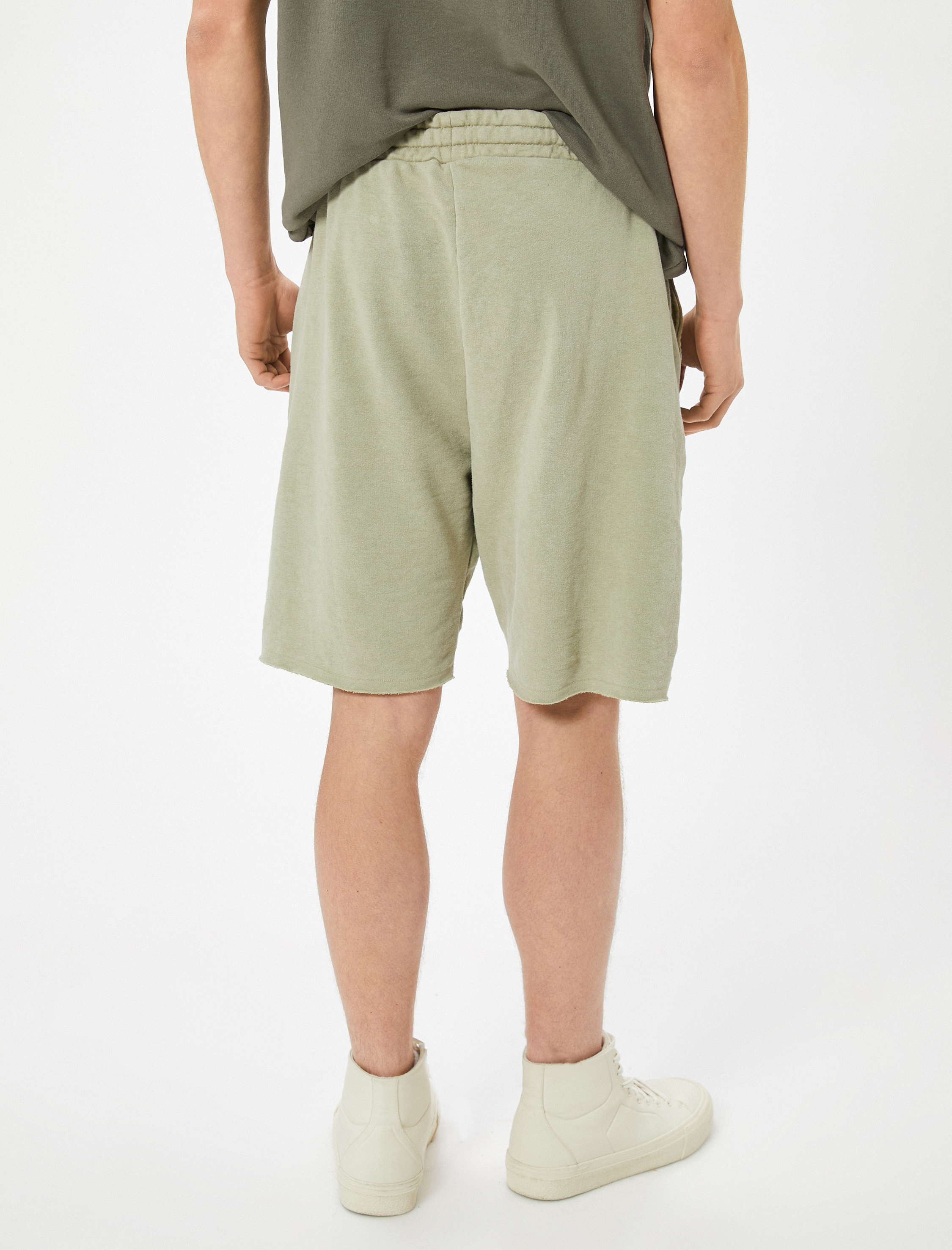 Oversize Şort Bermuda Yıkamalı Beli Bağcıklı Cepli