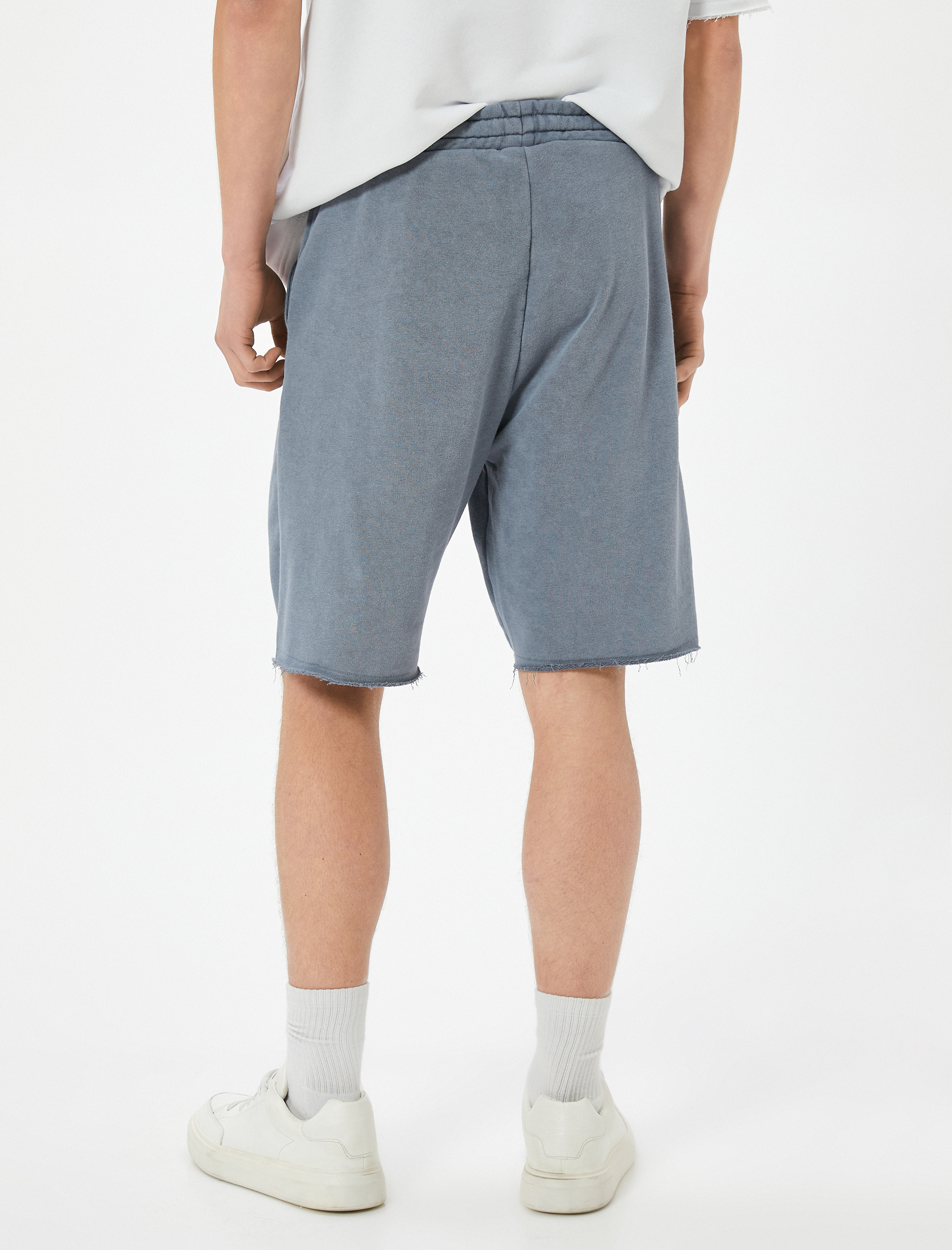   Oversize Şort Bermuda Yıkamalı Beli Bağcıklı Cepli