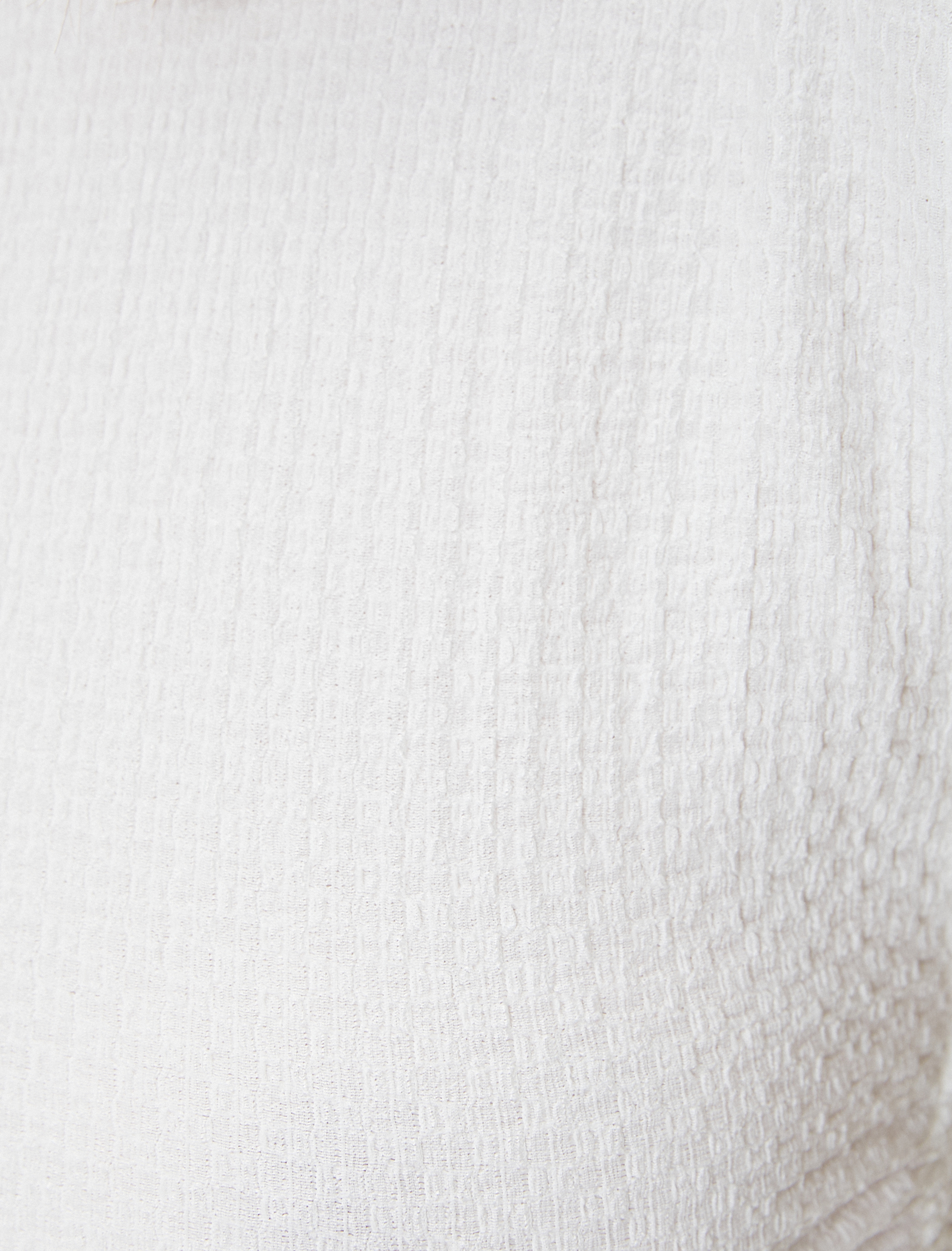   Crop Tişört Bisiklet Yaka Kolsuz Drapeli Dokulu