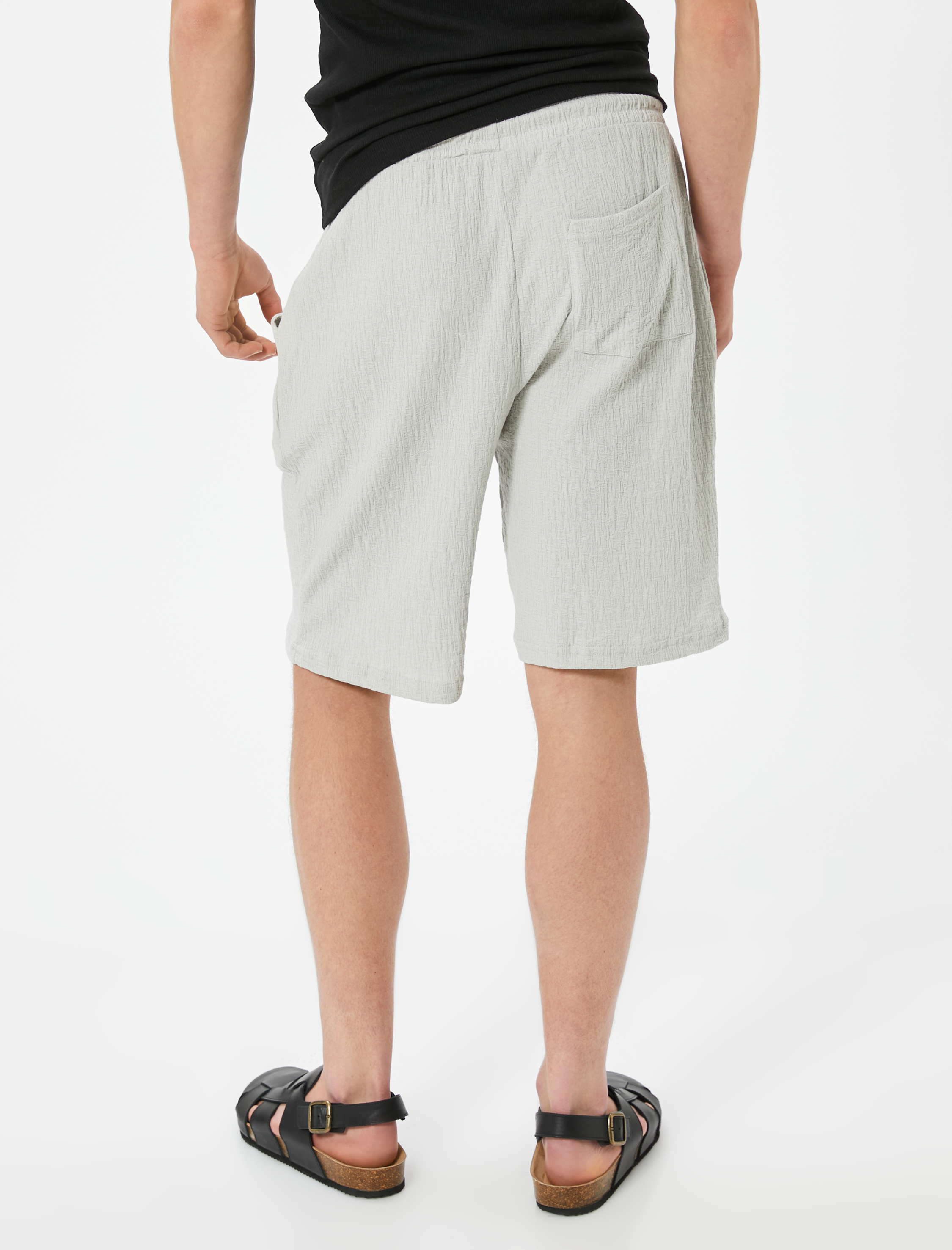   Yazlık Şort Beli Bağcıklı Cep Detaylı Dokulu