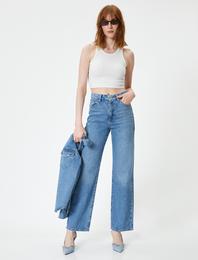 Düz Paça Kot Pantolon Cepli - Nora Longer Straight Jeans