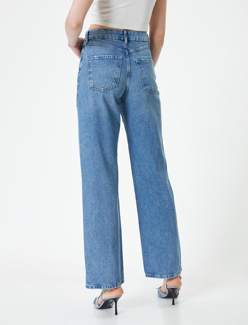   Düz Paça Kot Pantolon Cepli - Nora Longer Straight Jeans