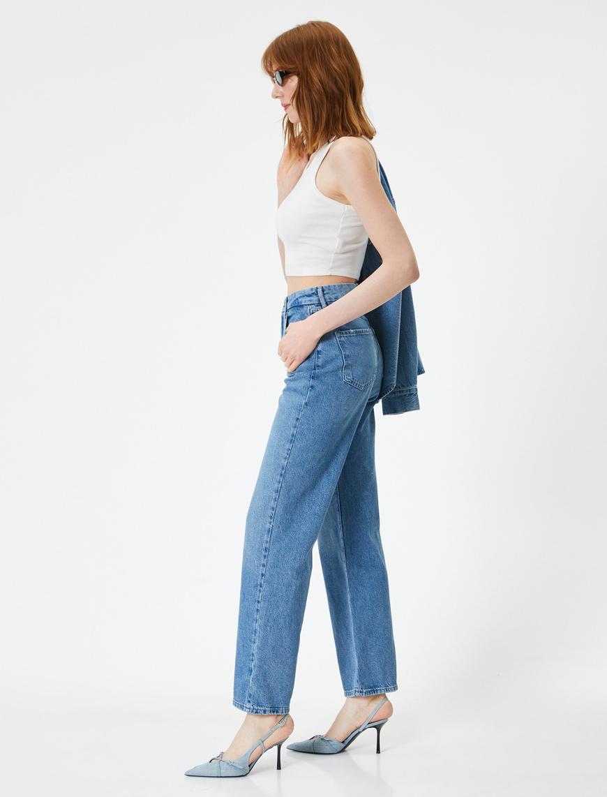   Düz Paça Kot Pantolon Cepli - Nora Longer Straight Jeans