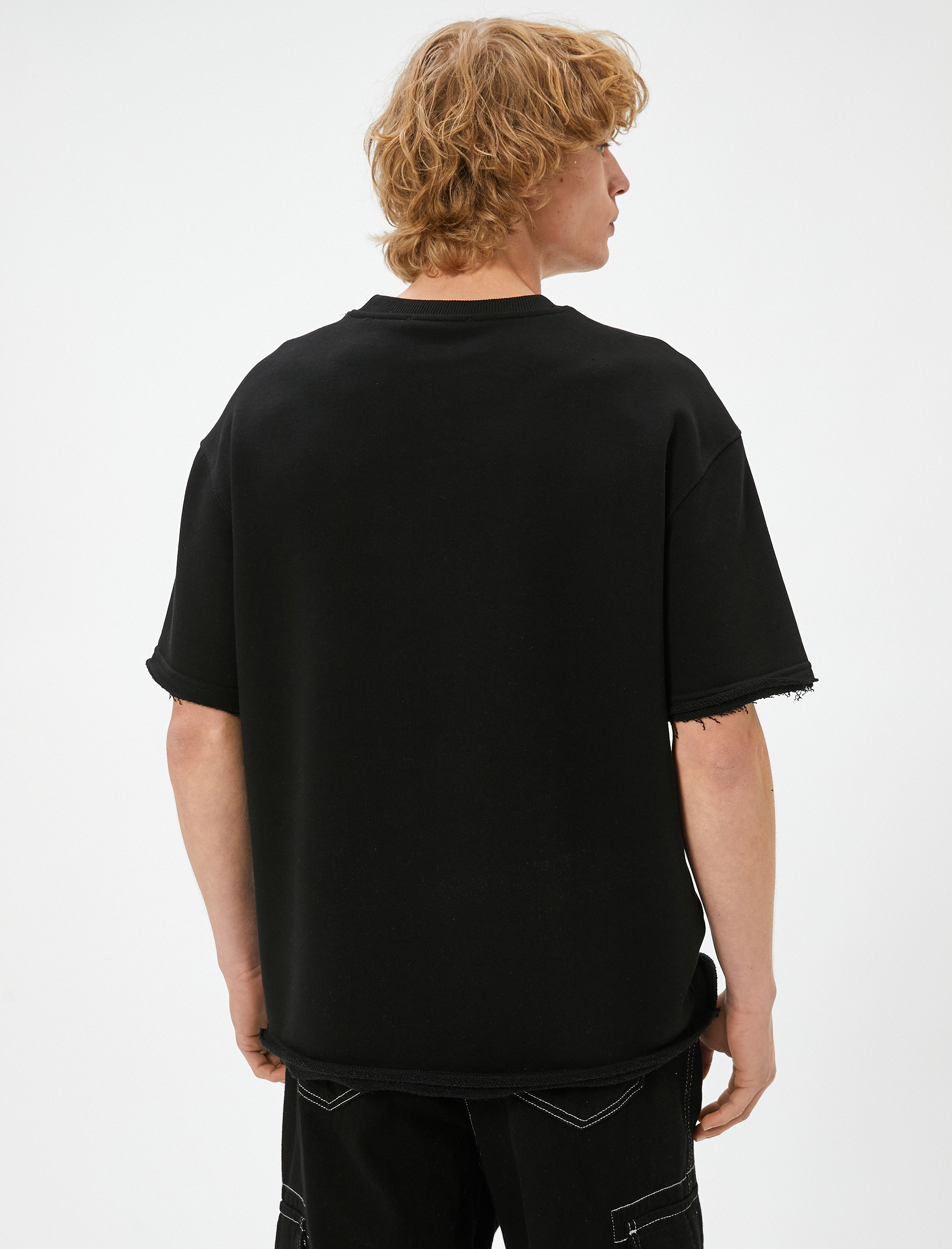   Oversize Basic Tişört Bisiklet Yaka Kısa Kollu Pamuklu