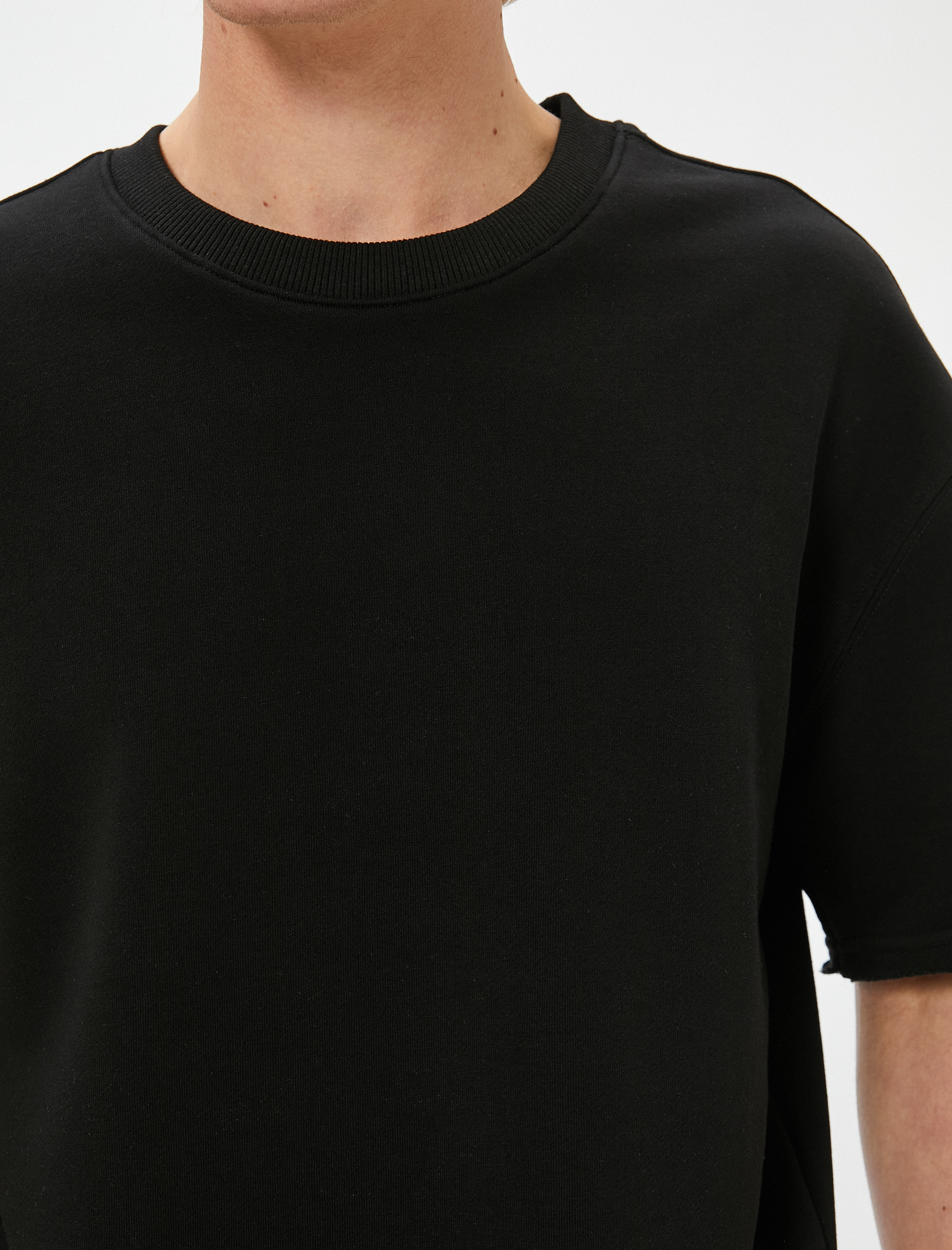   Oversize Basic Tişört Bisiklet Yaka Kısa Kollu Pamuklu