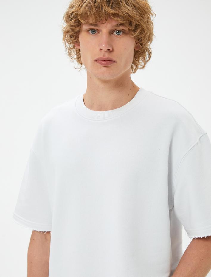  Oversize Basic Tişört Bisiklet Yaka Kısa Kollu Pamuklu