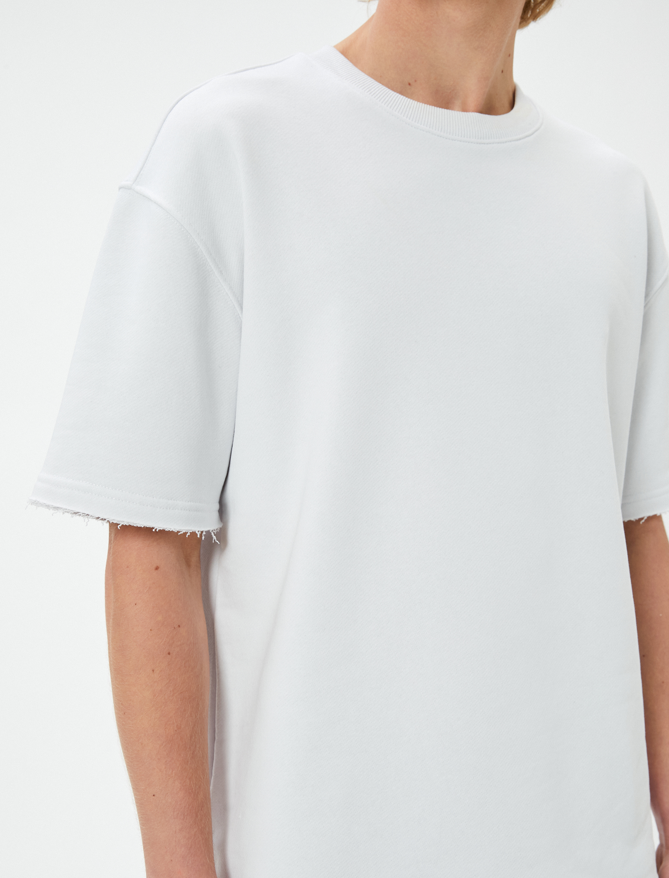   Oversize Basic Tişört Bisiklet Yaka Kısa Kollu Pamuklu