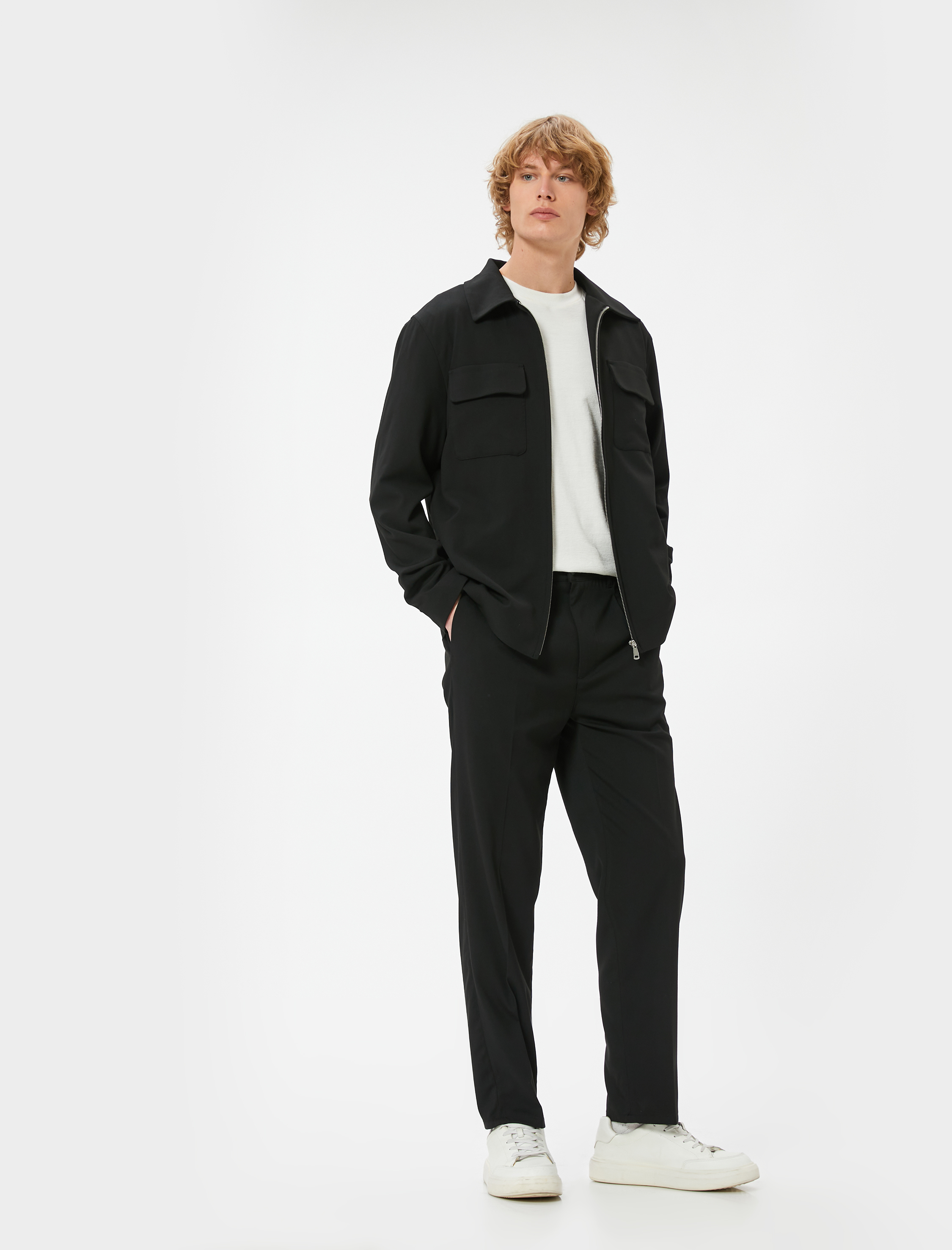   Kumaş Pantolon Pileli Chino Düğmeli Cep Detaylı