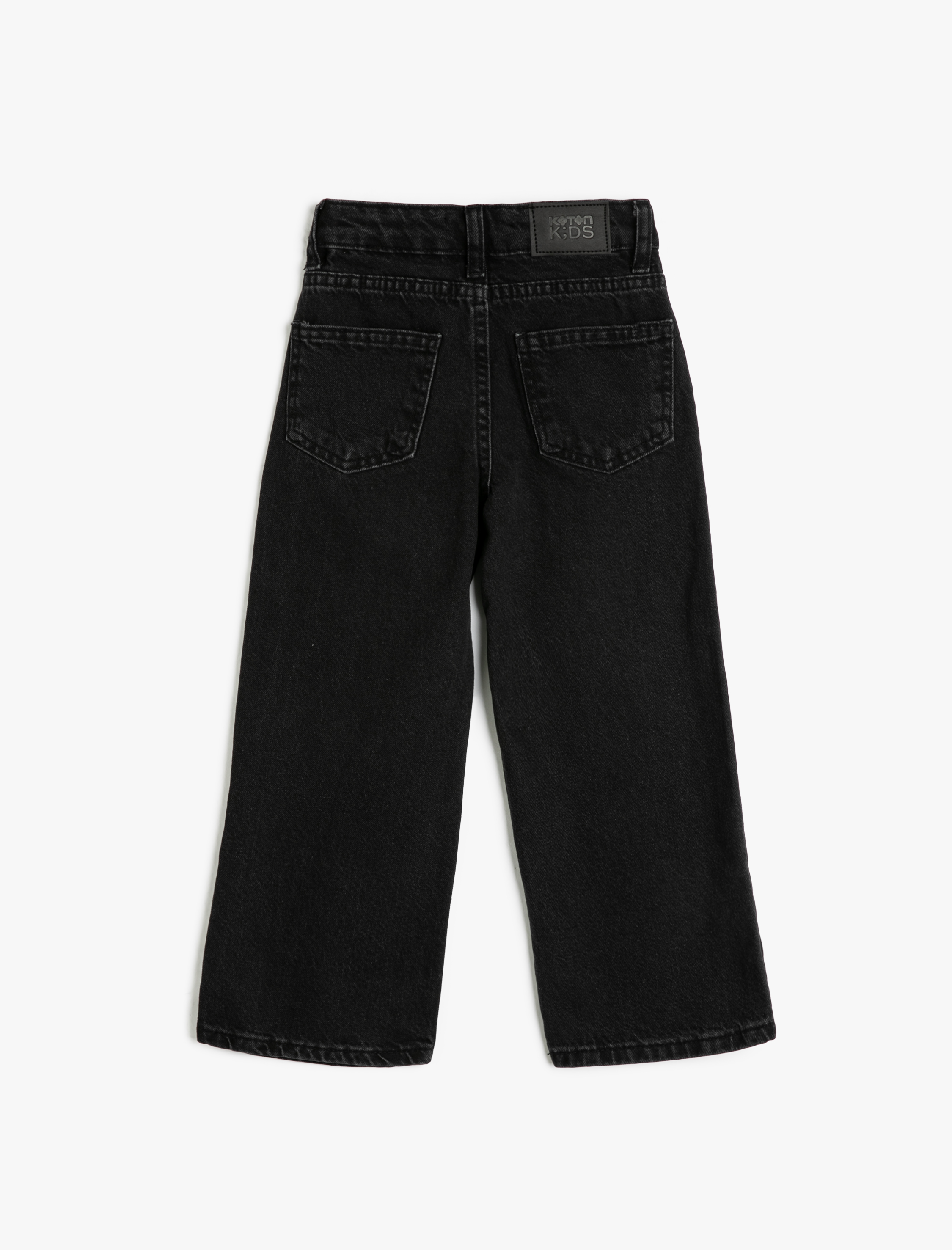  Kız Çocuk Bol Paça Kot Pantolon Cepli Pamuklu - Wide Leg Jean