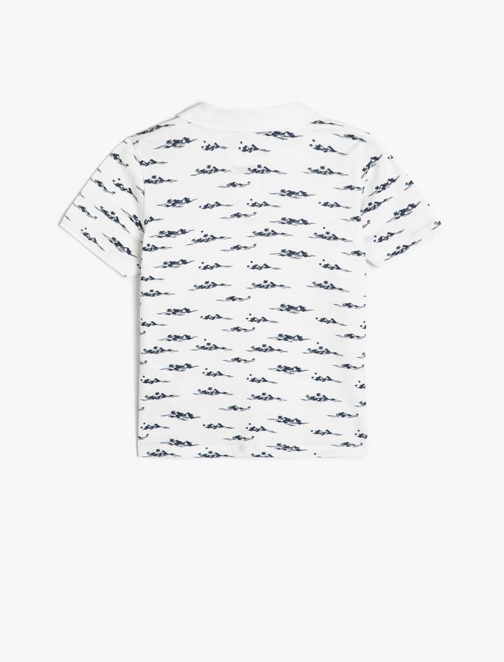 Erkek Çocuk Polo Yaka Tişört Kısa Kollu Baskılı Pamuklu