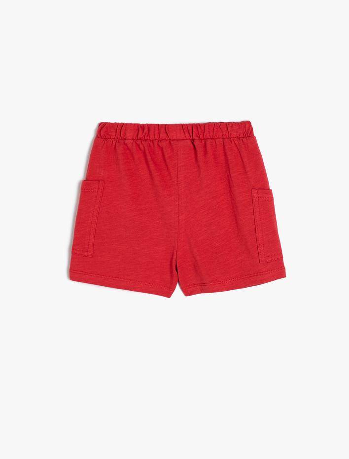 Erkek Bebek Basic Şort Beli Lastikli Bağlama İpli Cep Detaylı Pamuklu