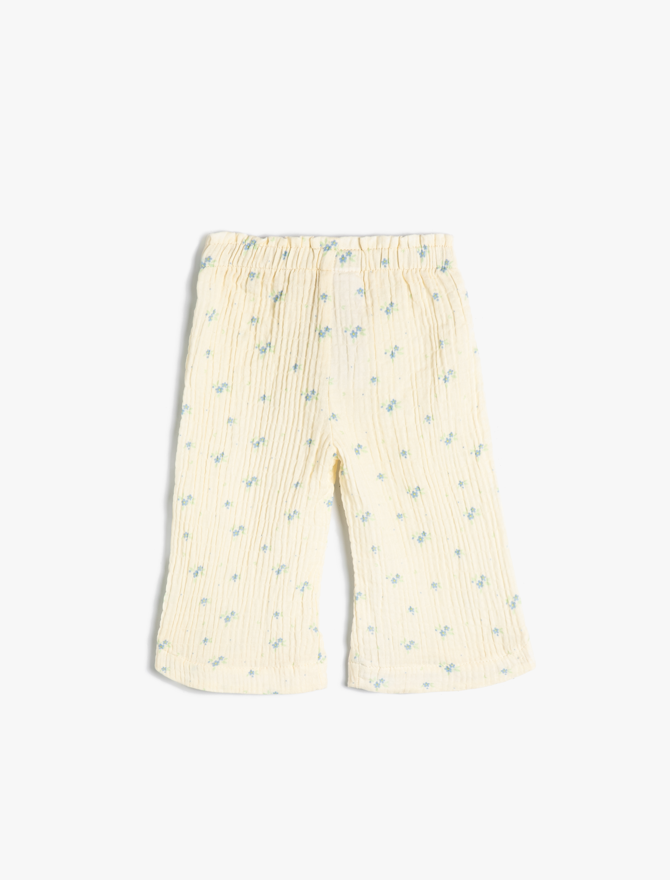  Kız Bebek Çiçekli Pantolon Geniş Paça Beli Lastikli Pamuklu Rahat Kalıp