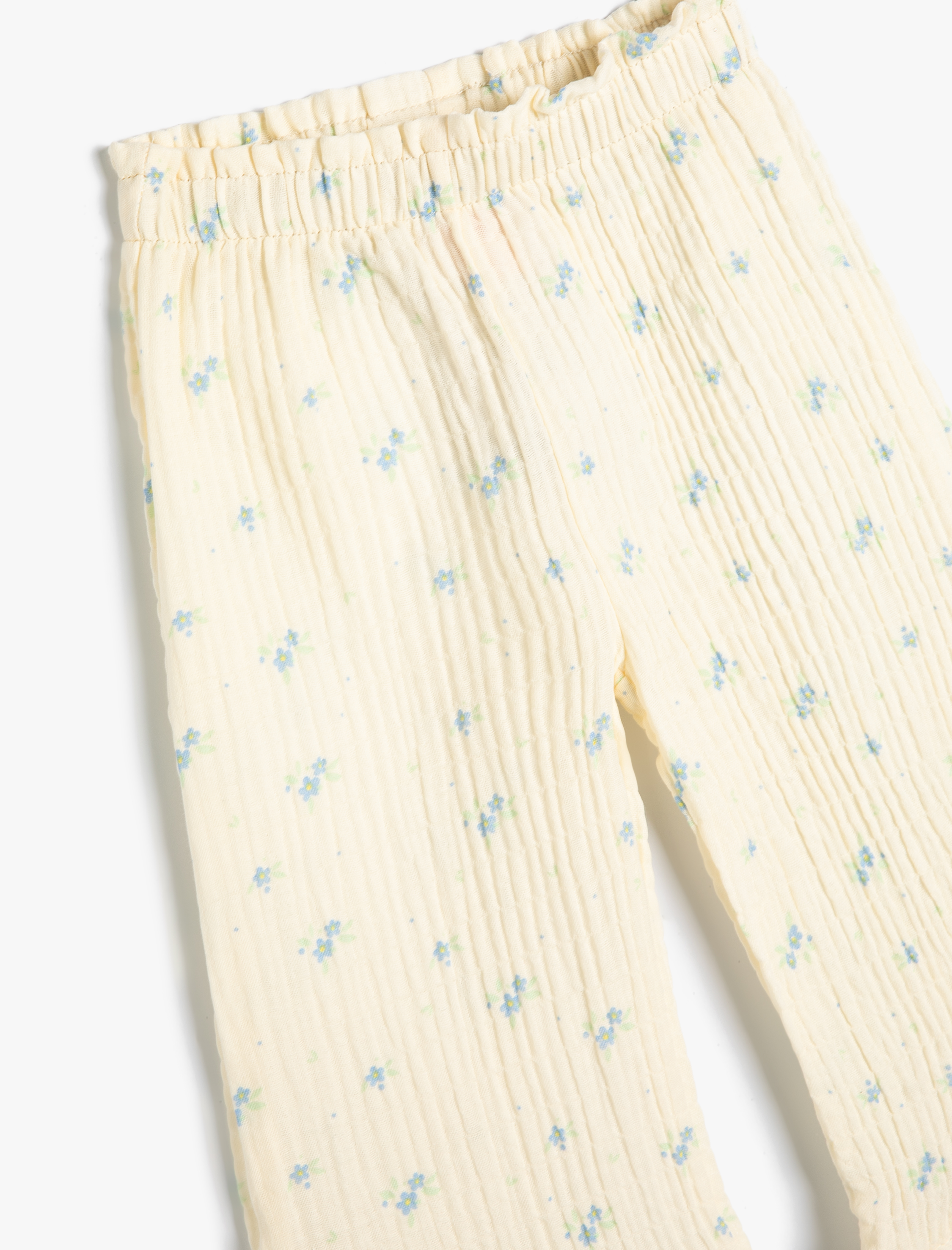  Kız Bebek Çiçekli Pantolon Geniş Paça Beli Lastikli Pamuklu Rahat Kalıp