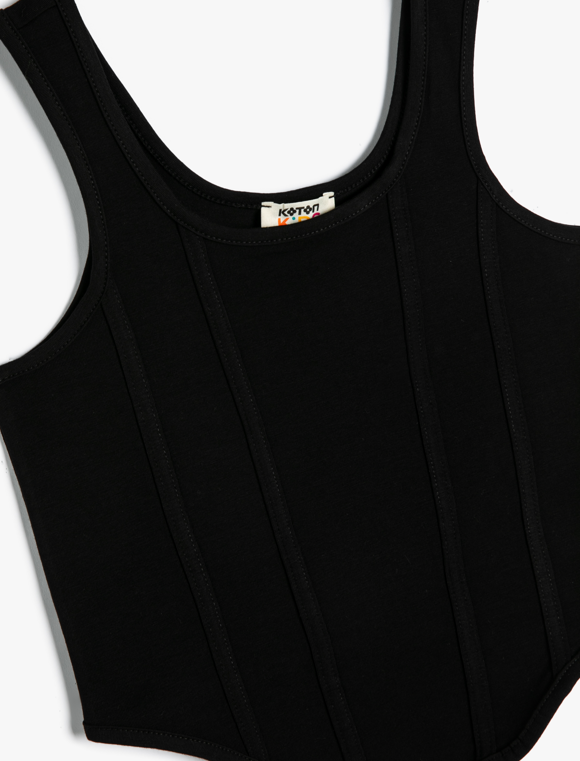  Kız Çocuk Crop Atlet Askılı Yuvarlak Yaka Ribanalı Pamuklu