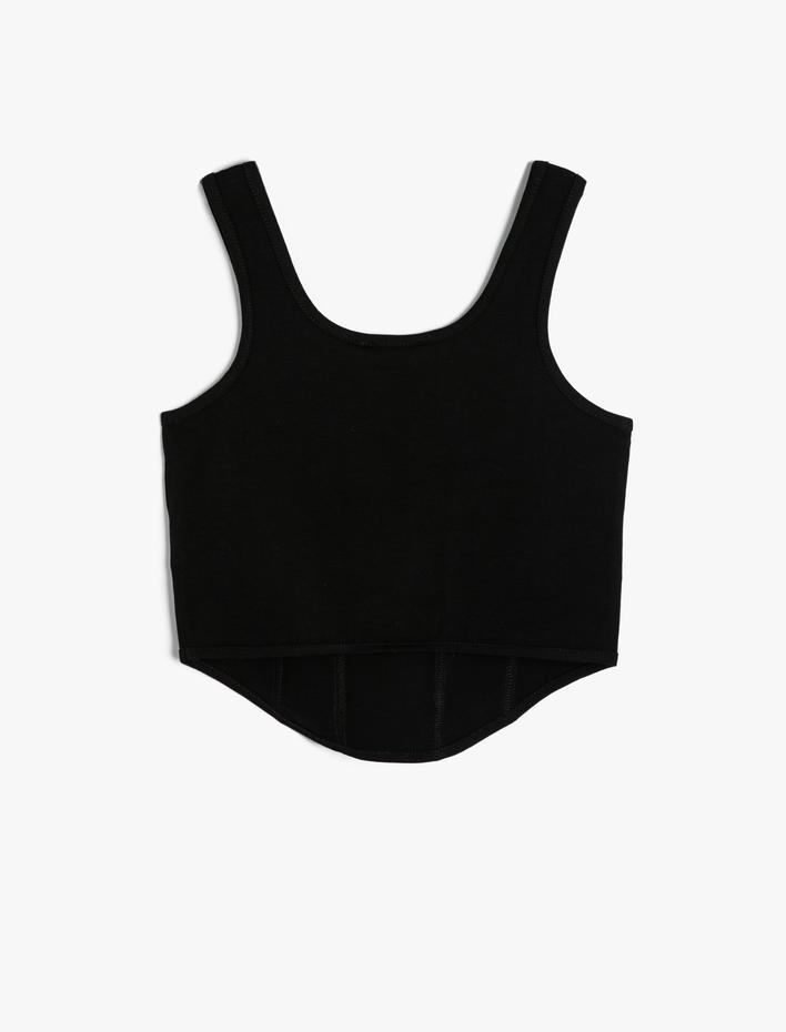 Kız Çocuk Crop Atlet Askılı Yuvarlak Yaka Ribanalı Pamuklu