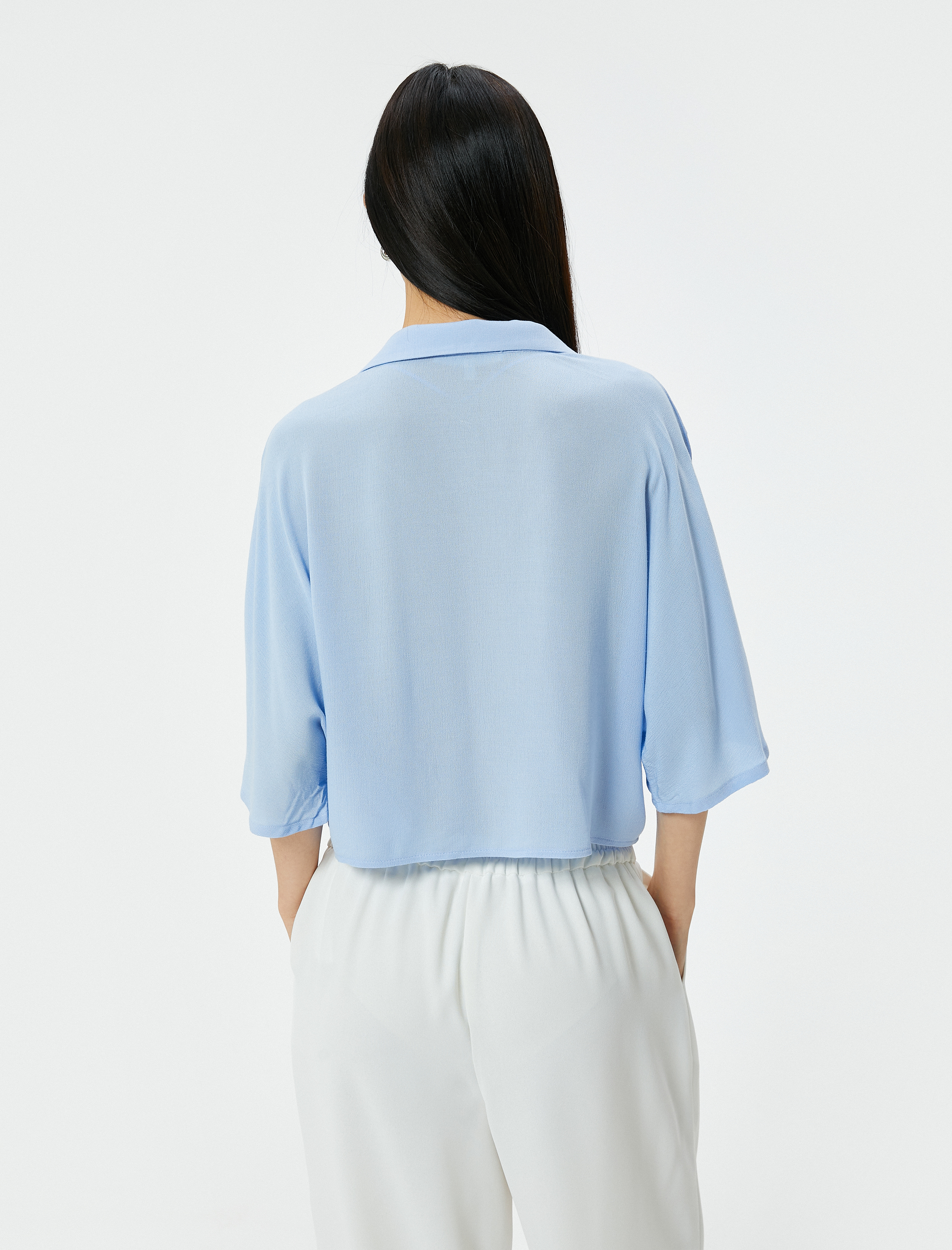   Önden Bağlamalı Gömlek Yarım Kollu Viskon