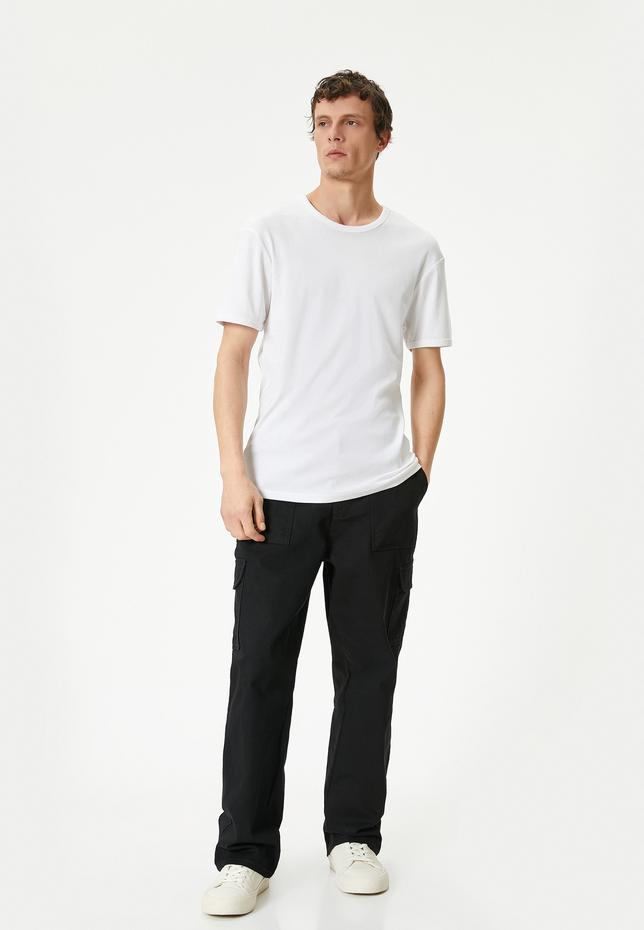  Basic Tişört Slim Fit Bisiklet Yaka Kısa Kollu Pamuklu