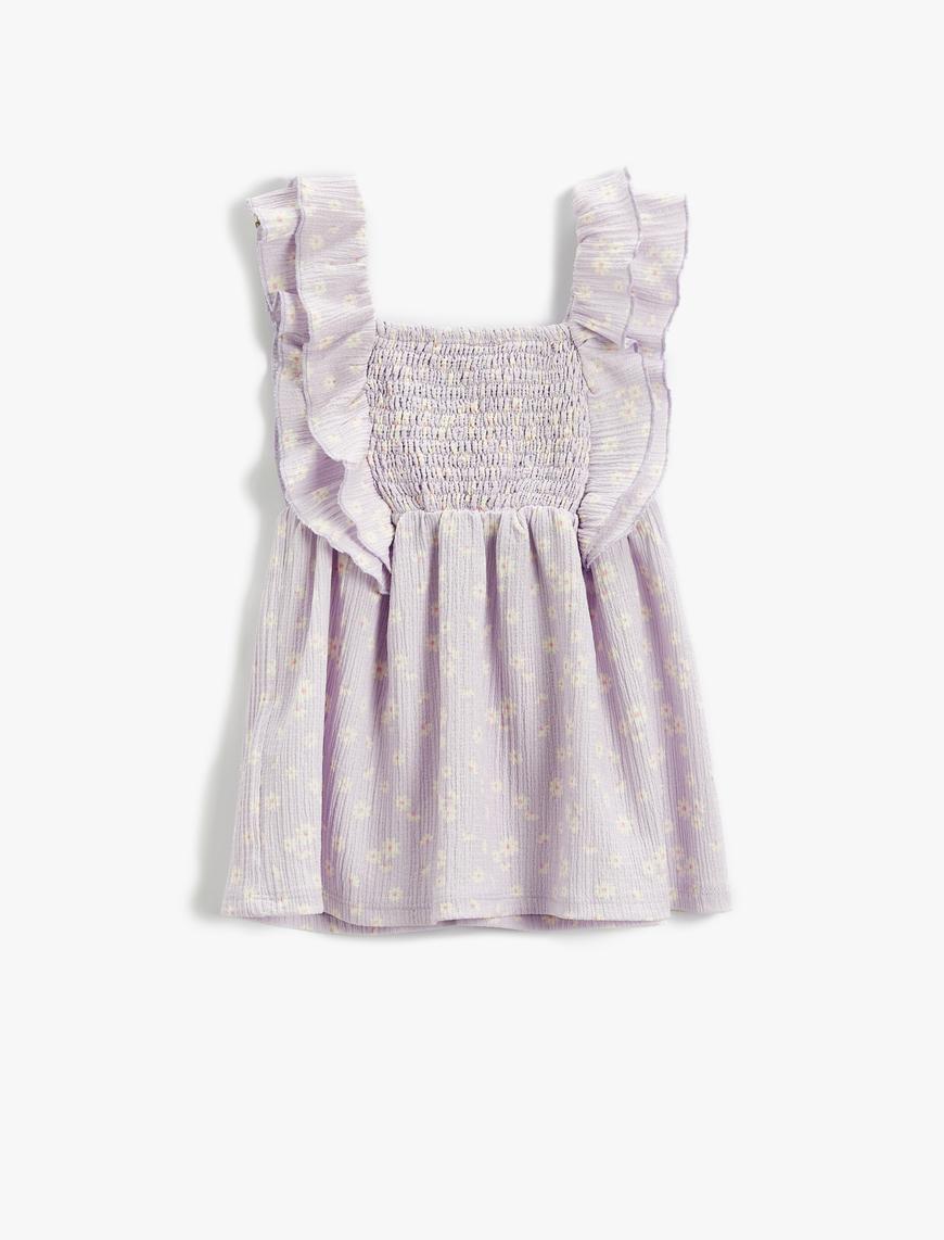  Kız Bebek Parti Elbisesi Askılı Fırfırlı Gipeli Dokulu Pamuklu