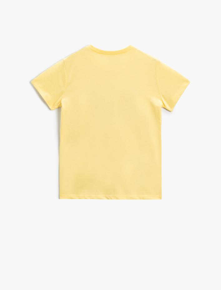 Kız Çocuk Kelebekli Tişört Pullu Payetli Bisiklet Yaka Pamuklu