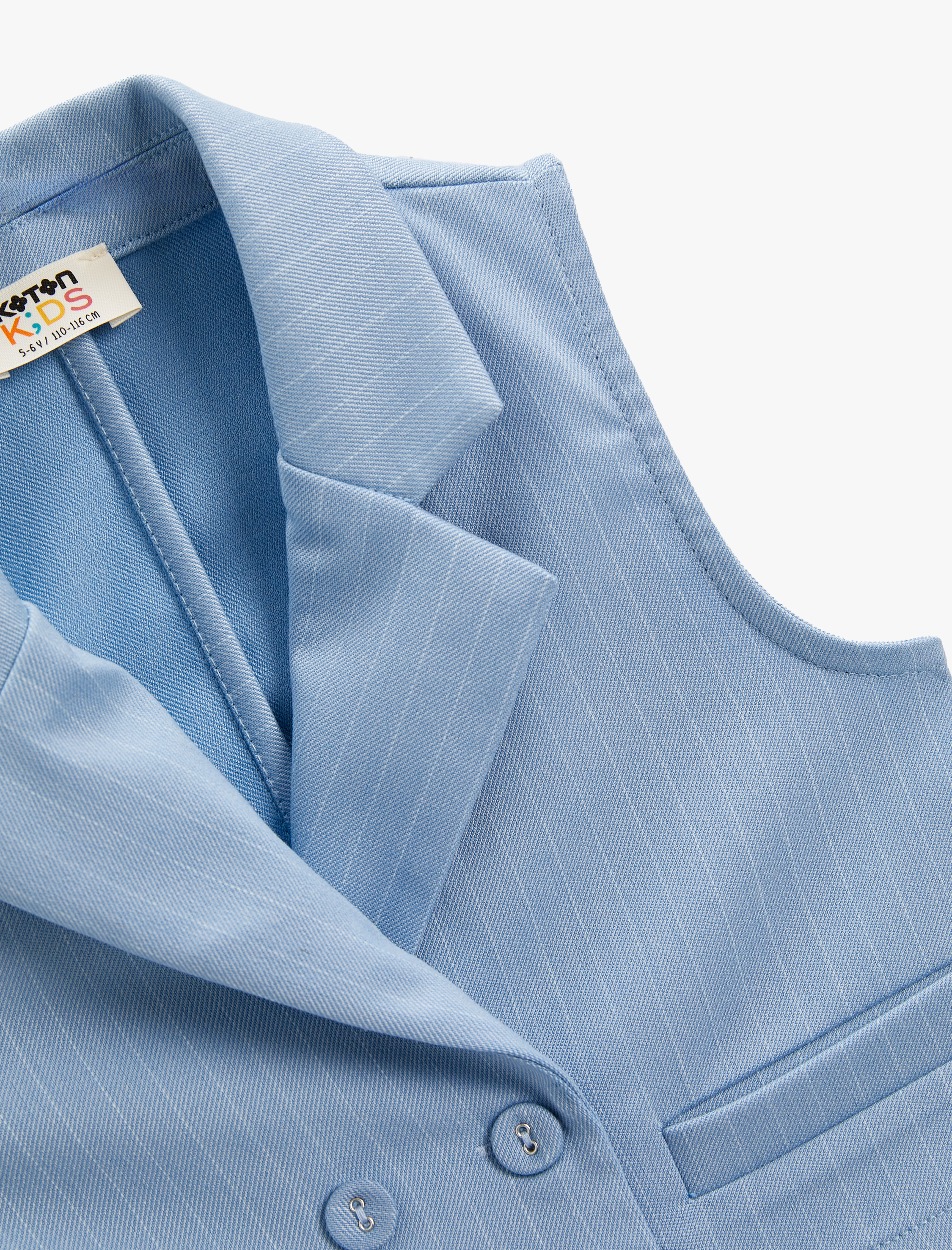  Kız Çocuk Crop Yelek Kruvaze Yaka Düğme Kapamalı