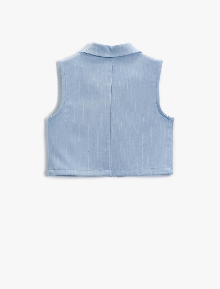 Kız Çocuk Crop Yelek Kruvaze Yaka Düğme Kapamalı