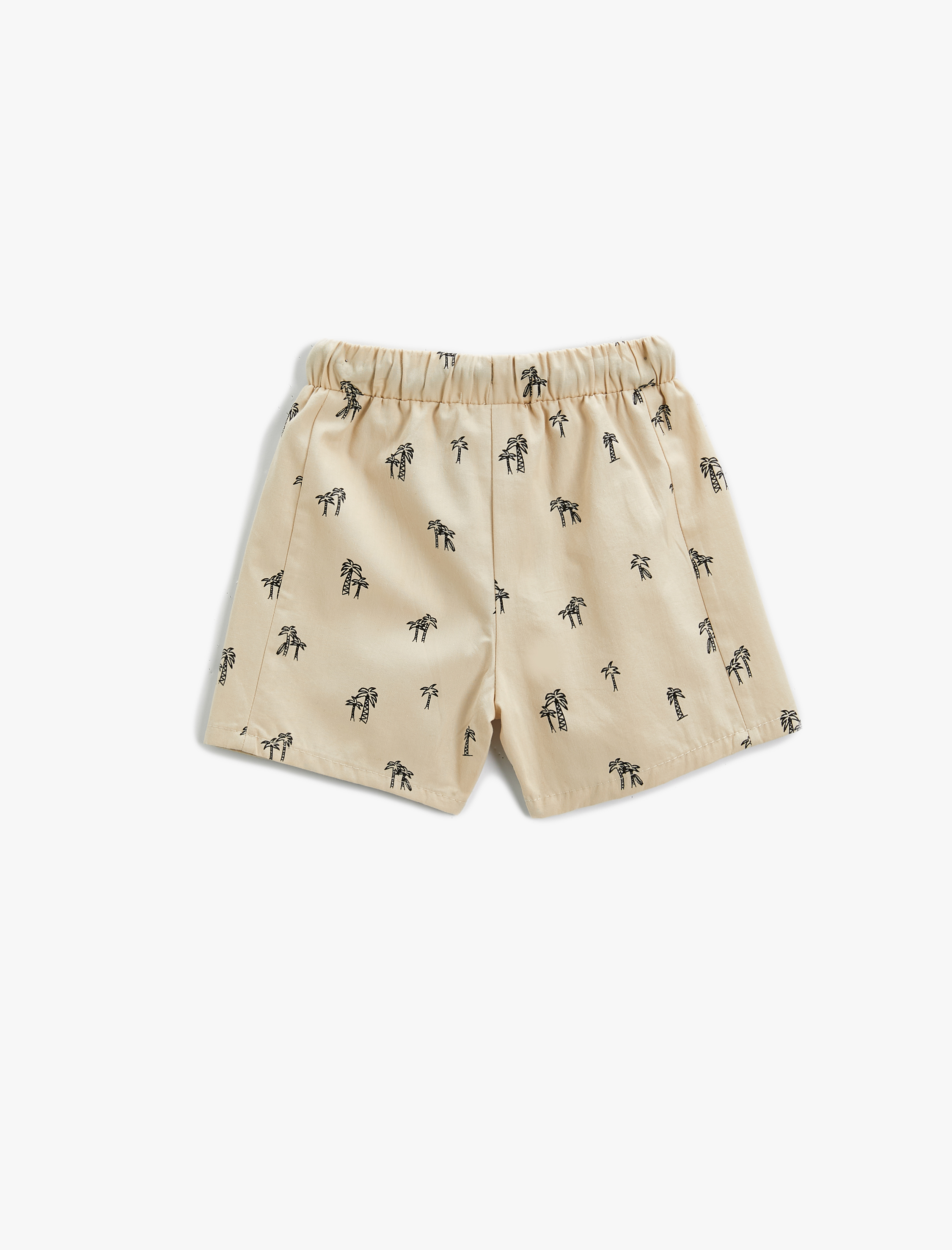  Erkek Bebek Şort Palmiye Baskılı Beli Lastikli Pamuklu