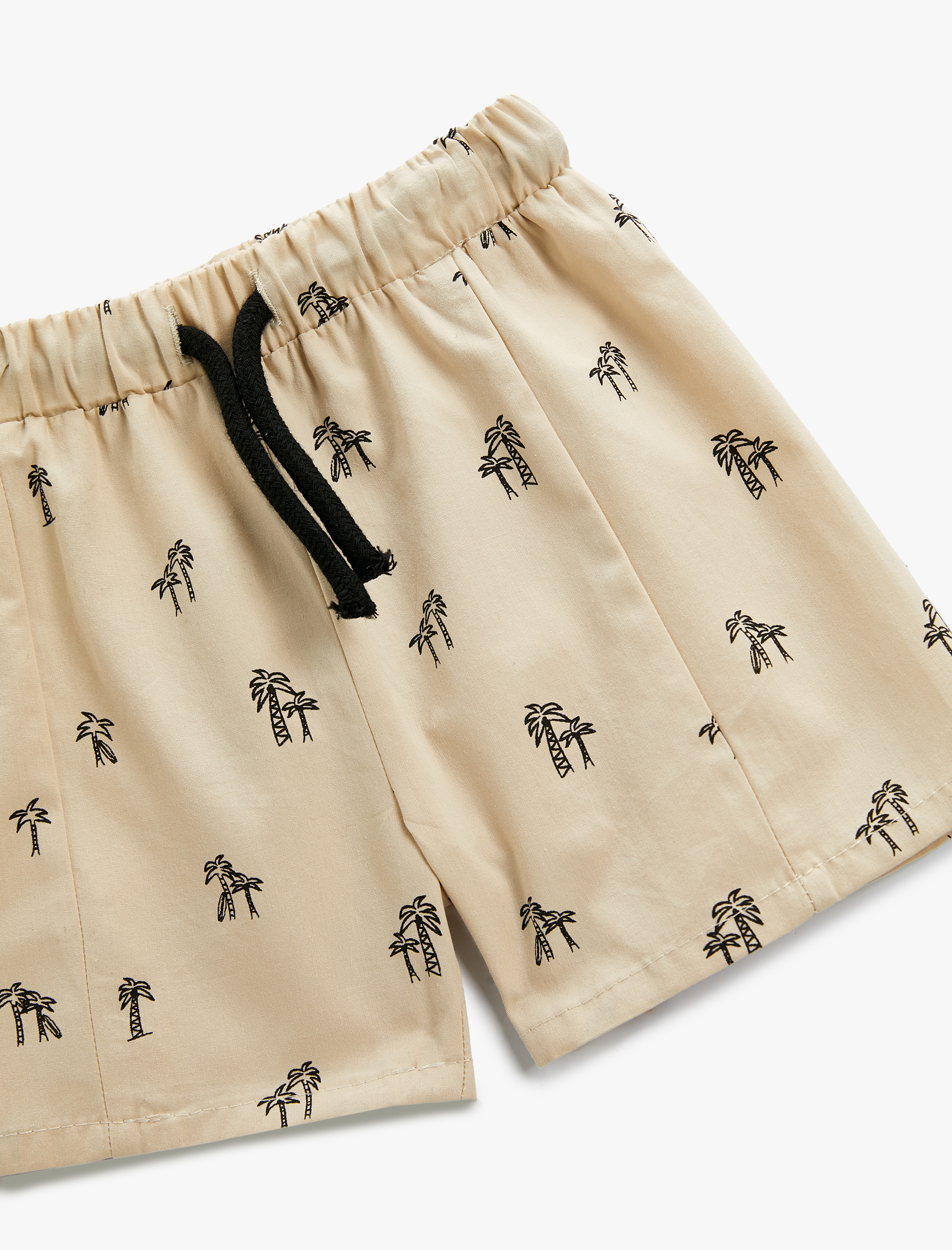  Erkek Bebek Şort Palmiye Baskılı Beli Lastikli Pamuklu