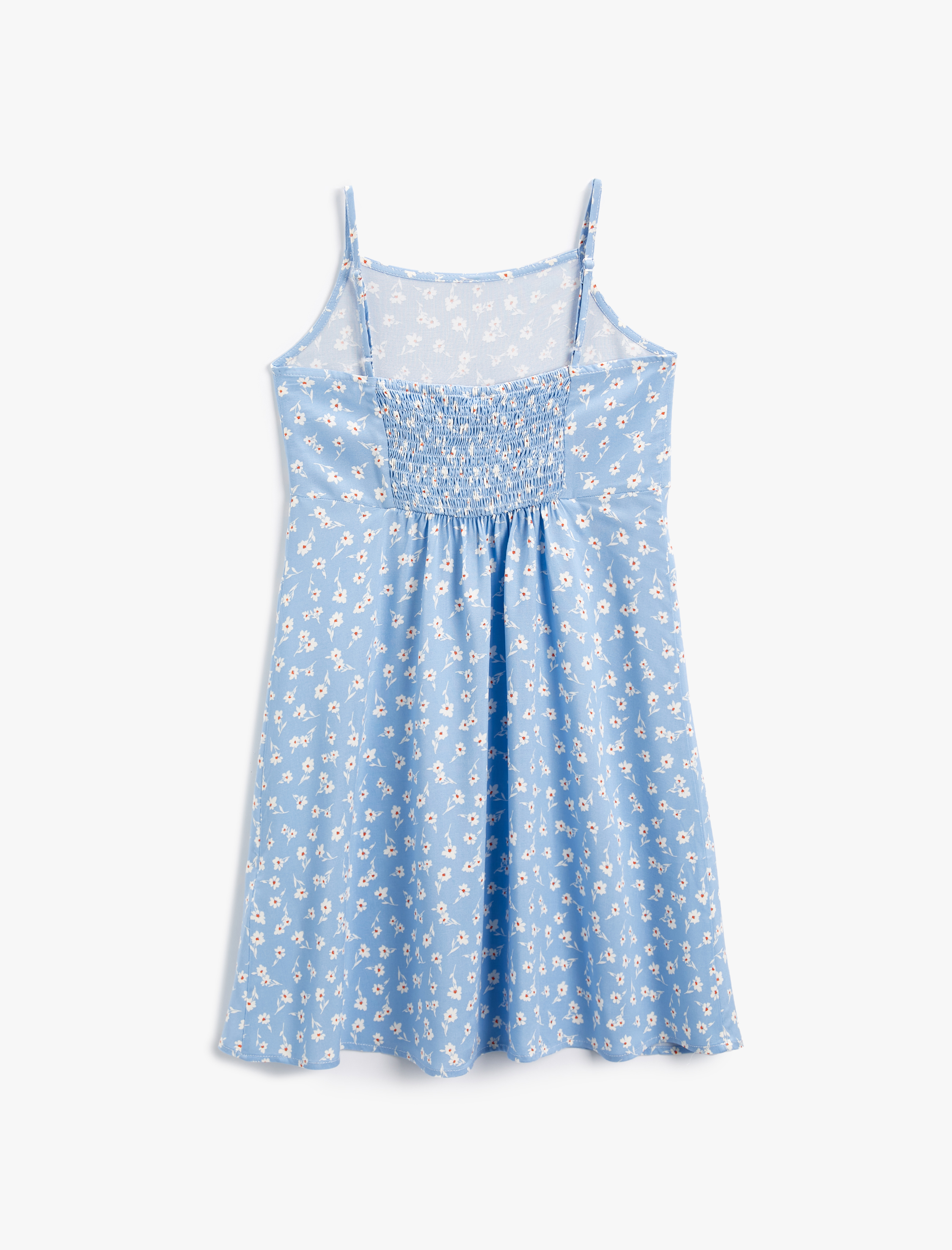  Kız Çocuk Askılı Elbise Çiçekli Viskon Kumaş