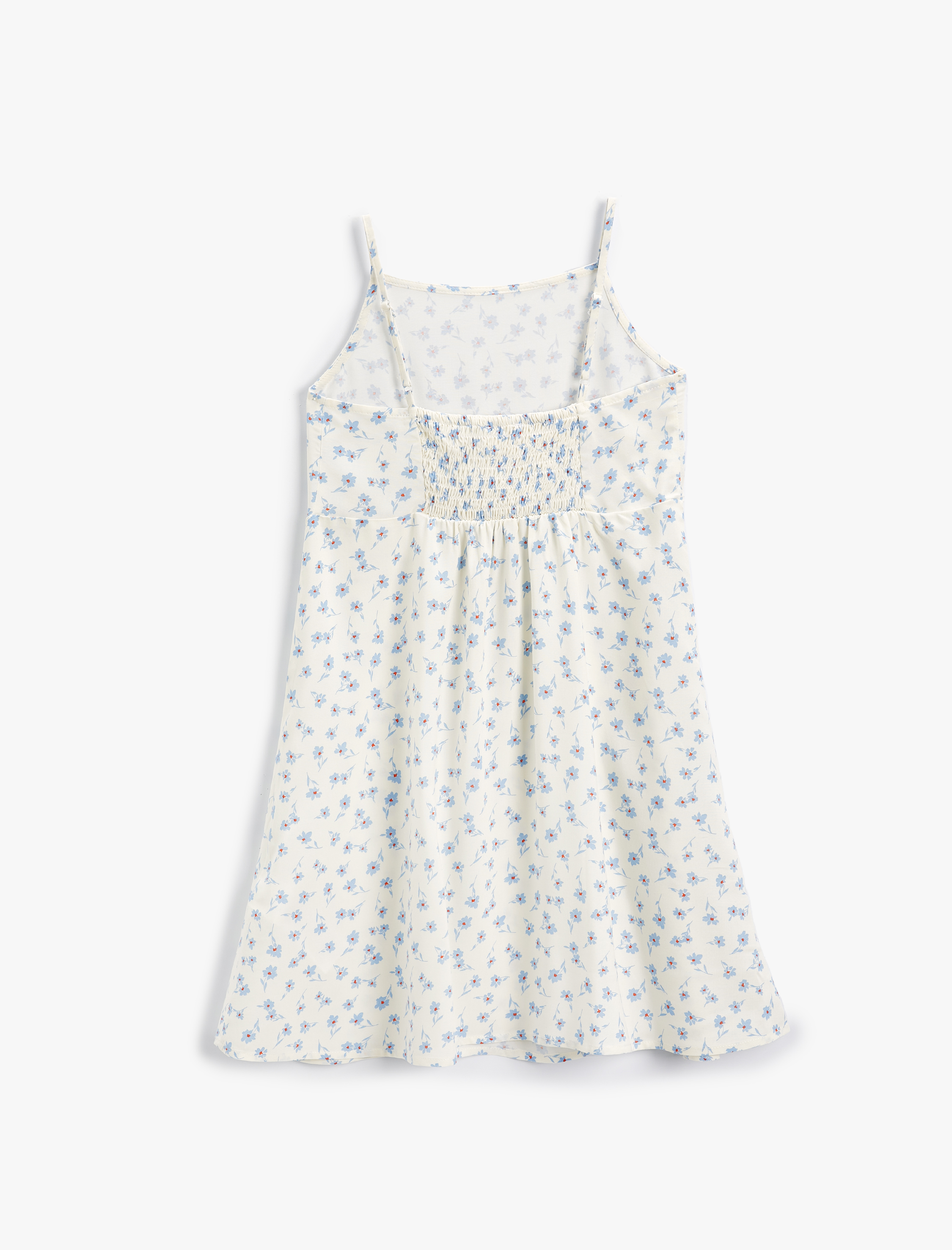  Kız Çocuk Askılı Elbise Çiçekli Viskon Kumaş