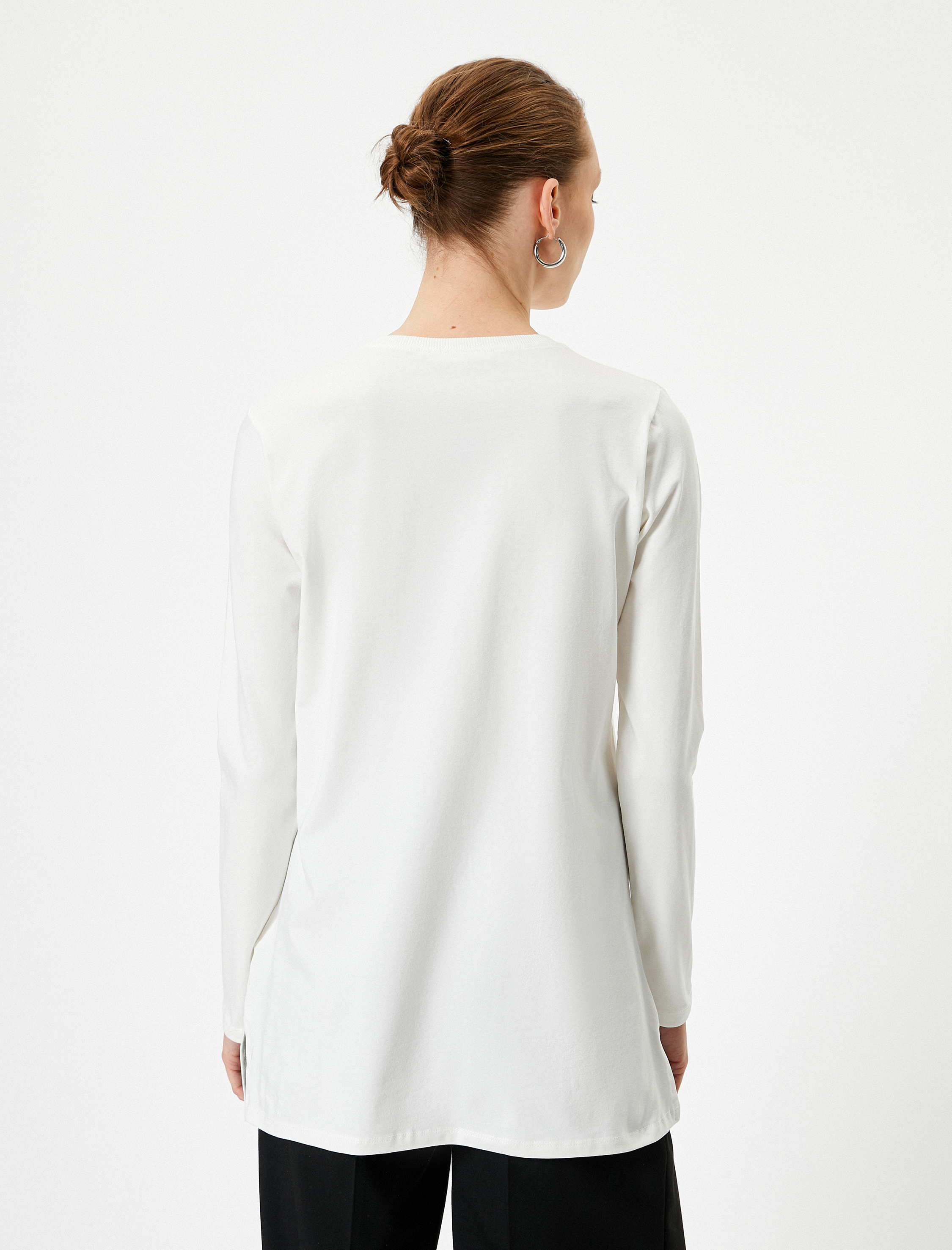   Basic Uzun Kollu Tişört Bisiklet Yaka Pamuklu