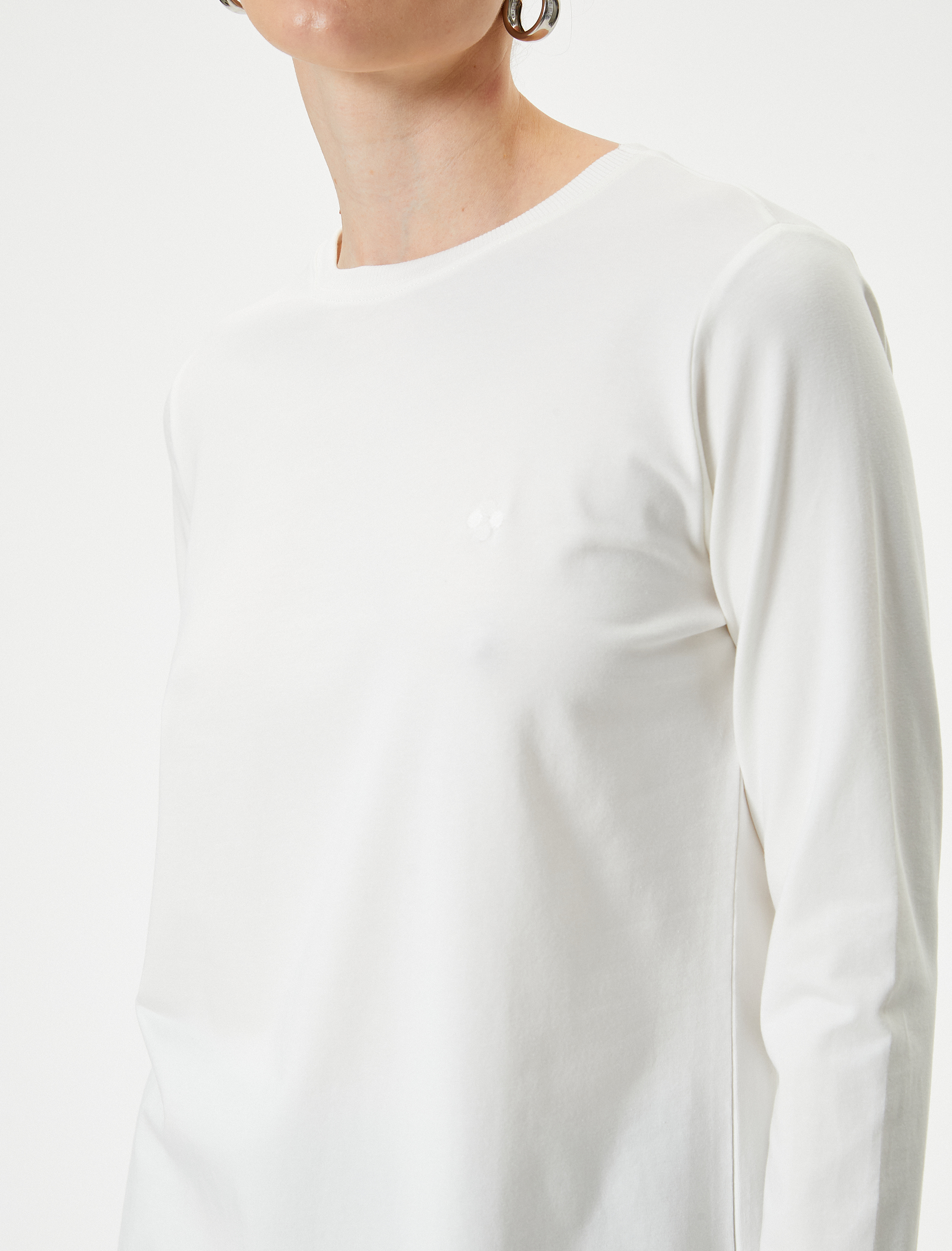   Basic Uzun Kollu Tişört Bisiklet Yaka Pamuklu