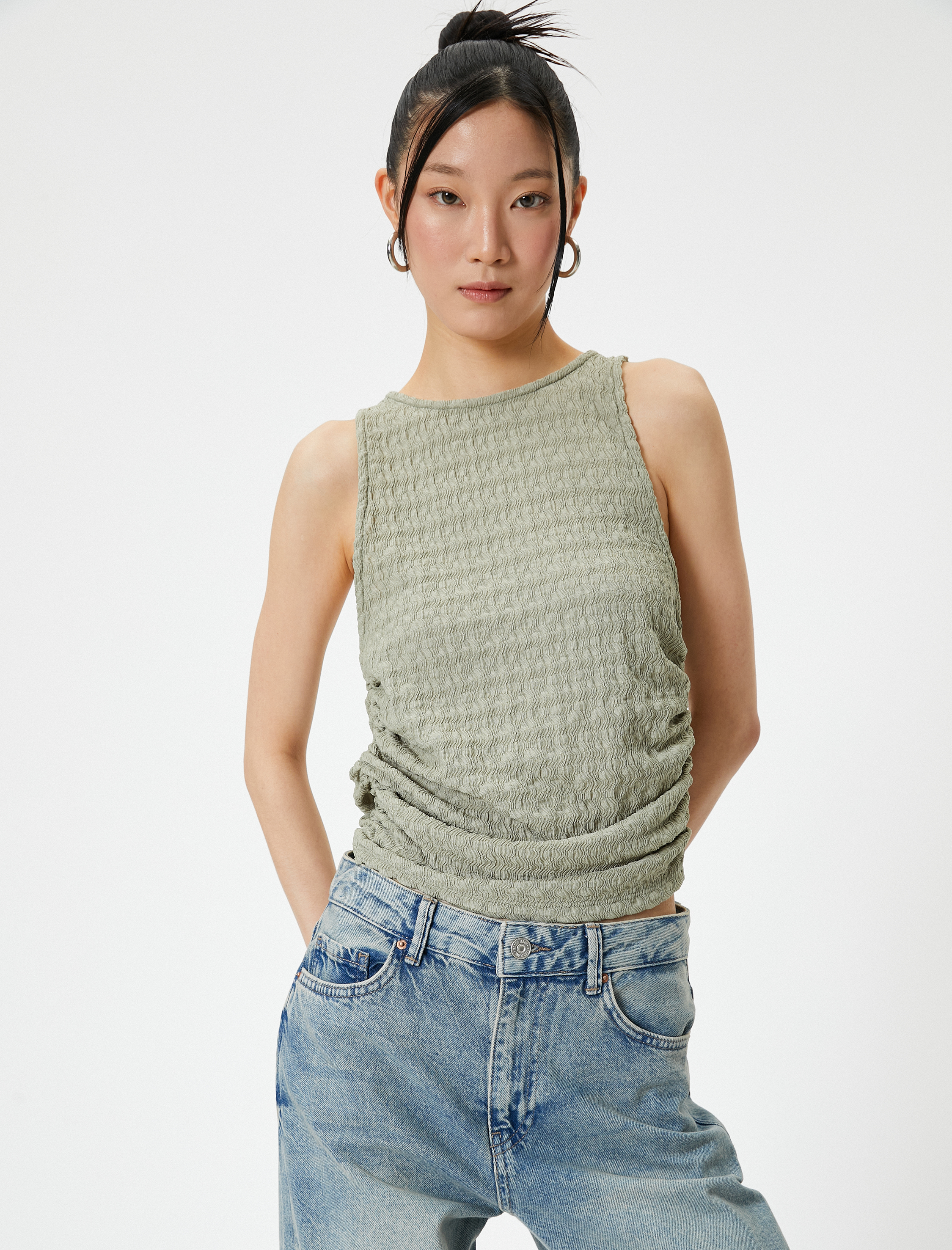   Drape Detaylı Atlet Dokulu Bürümcük