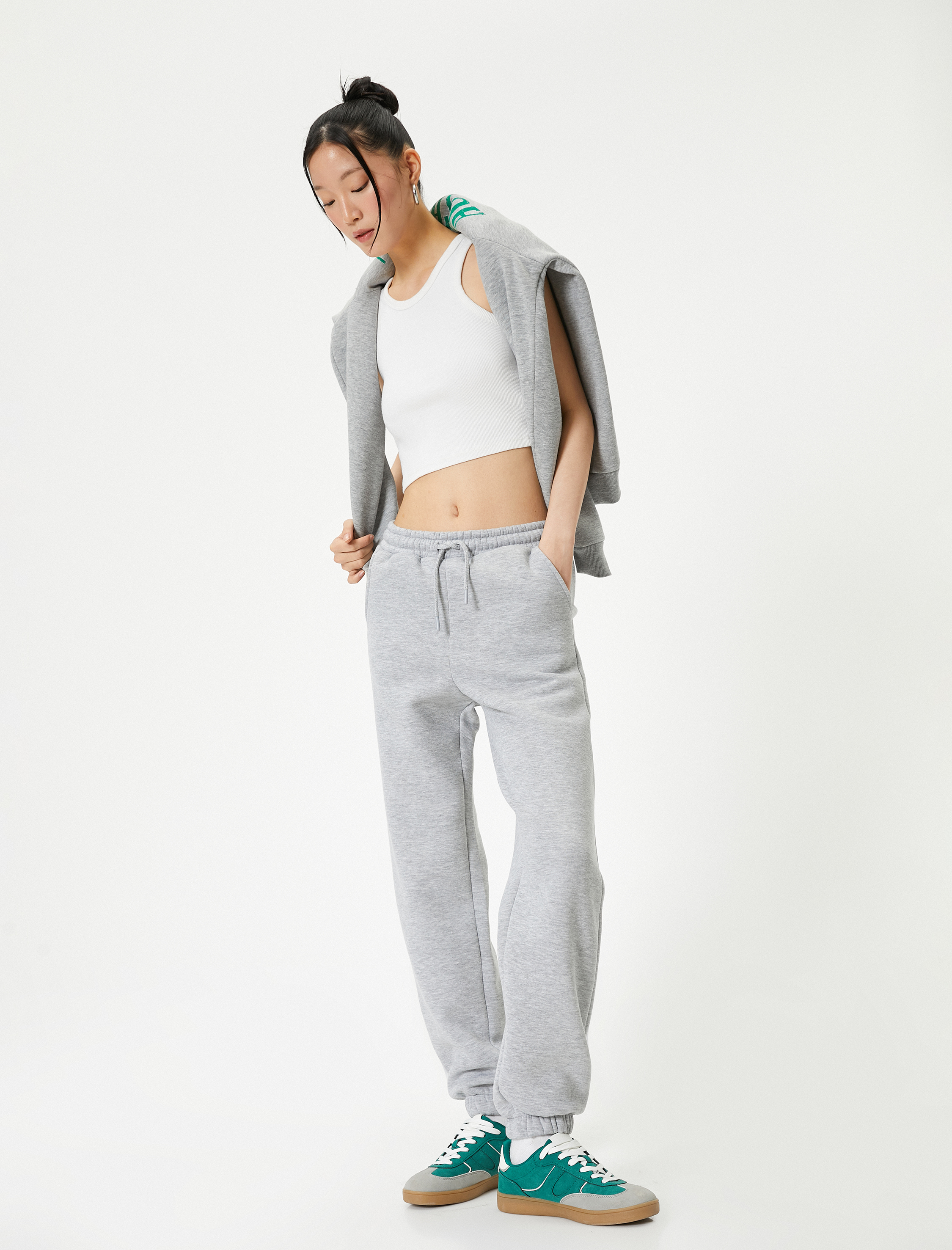   Şardonlu Jogger Eşofman Altı Beli Bağlamalı Cepli