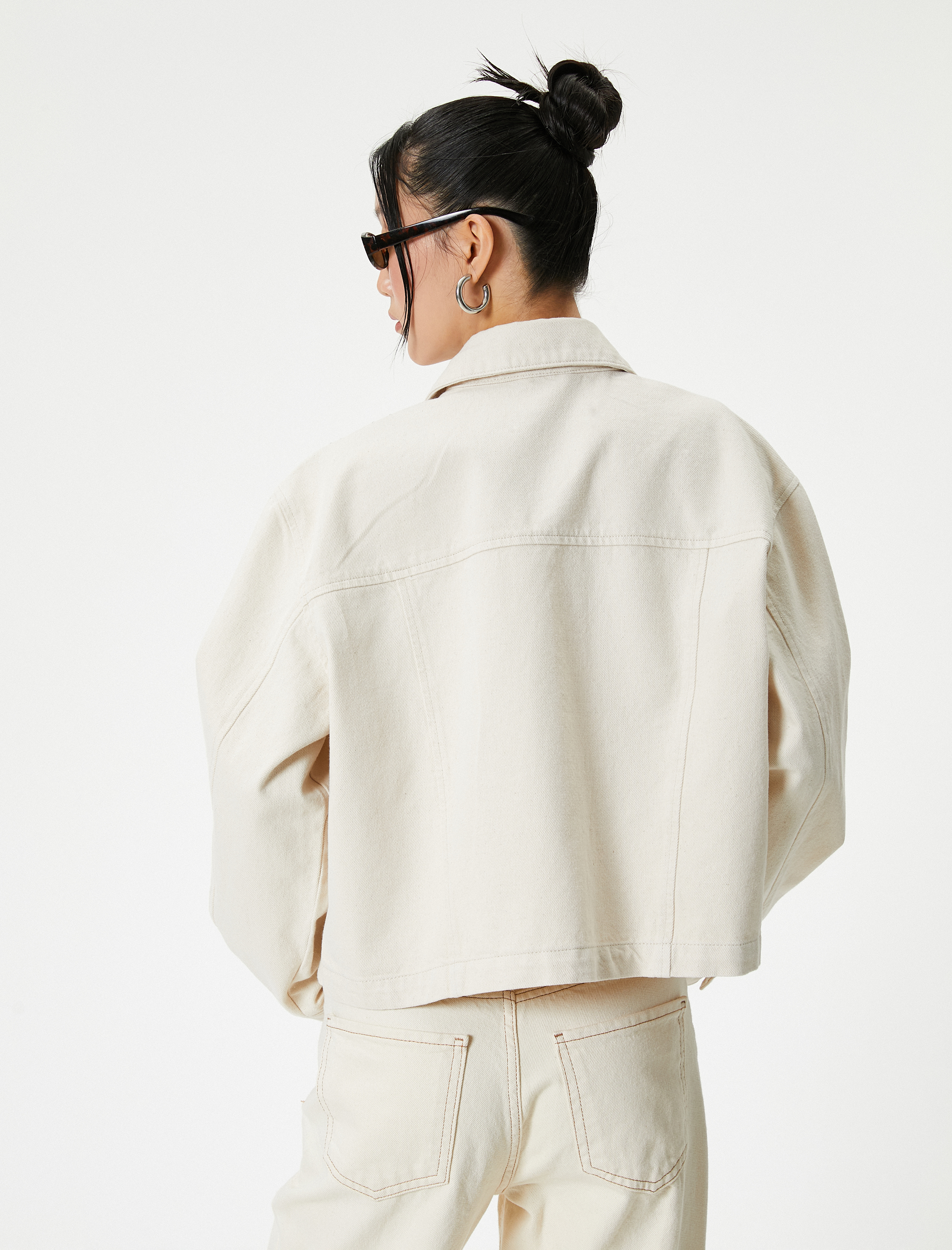   Kot Ceket Rahat Kalıp Aplike Çift Cepli Gömlek Yaka