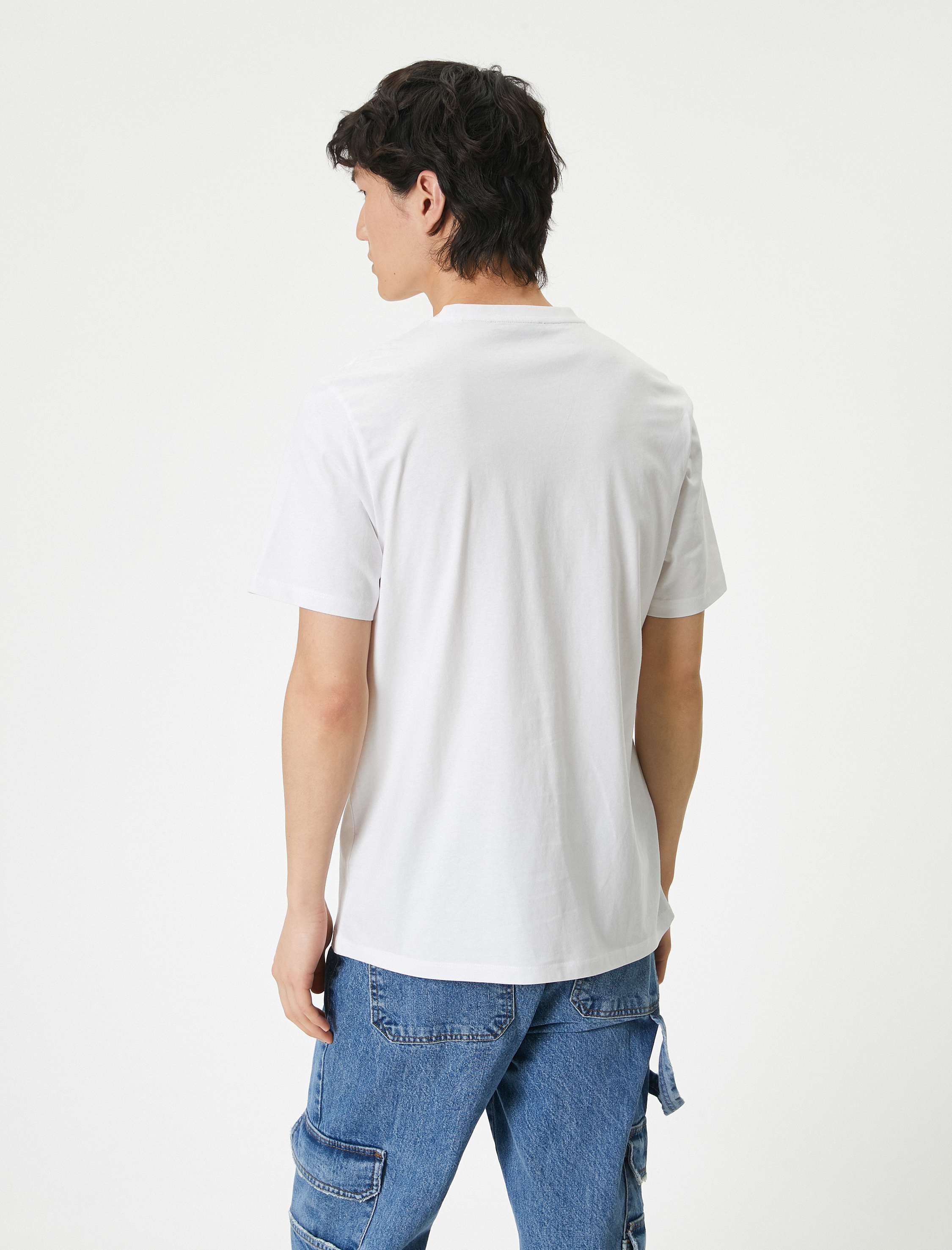   Slogan Baskılı Tişört Bisiklet Yaka Kısa Kollu Pamuklu