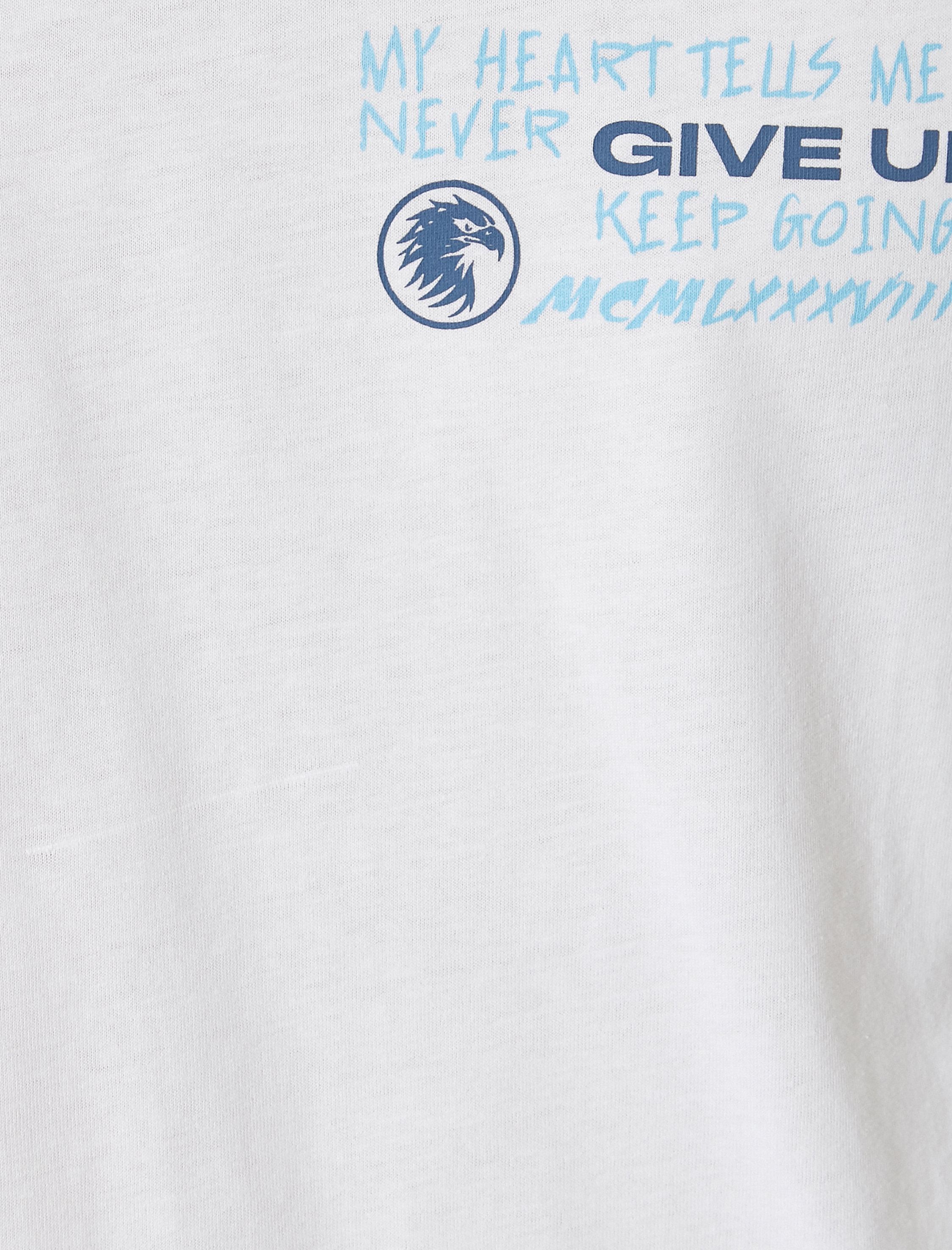   Slogan Baskılı Tişört Bisiklet Yaka Kısa Kollu Pamuklu