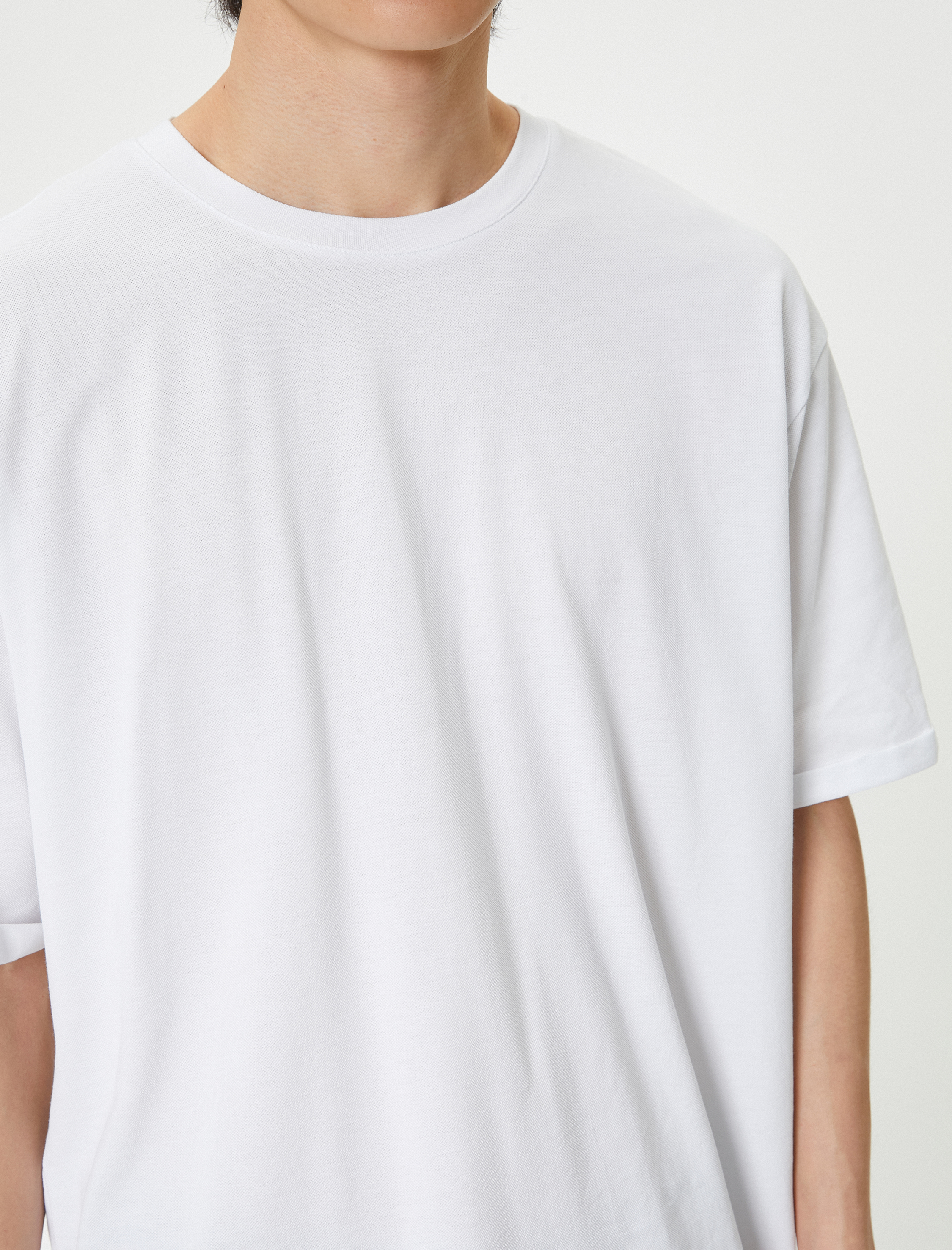   Basic Oversize Tişört Bisiklet Yaka Kısa Kollu