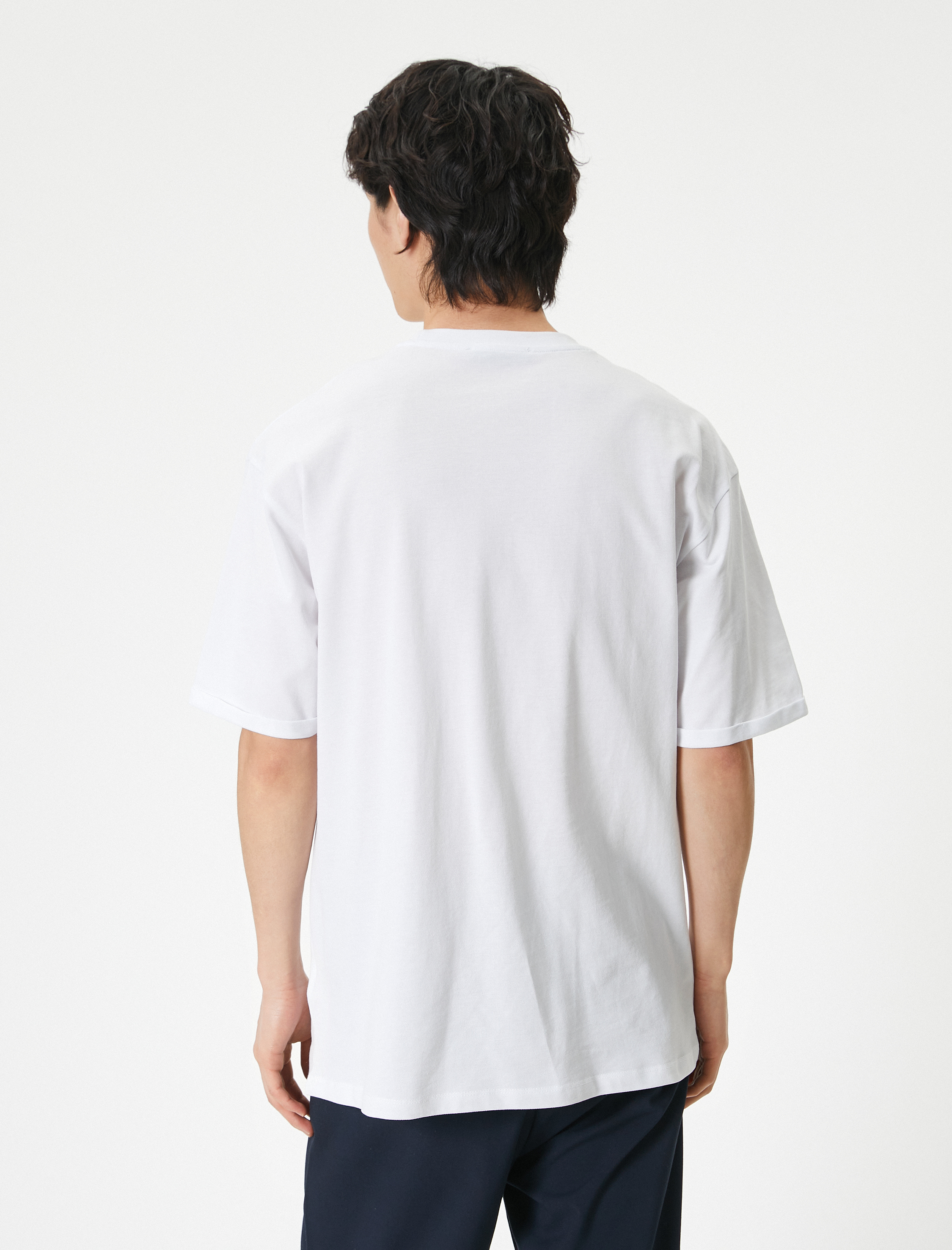   Basic Oversize Tişört Bisiklet Yaka Kısa Kollu