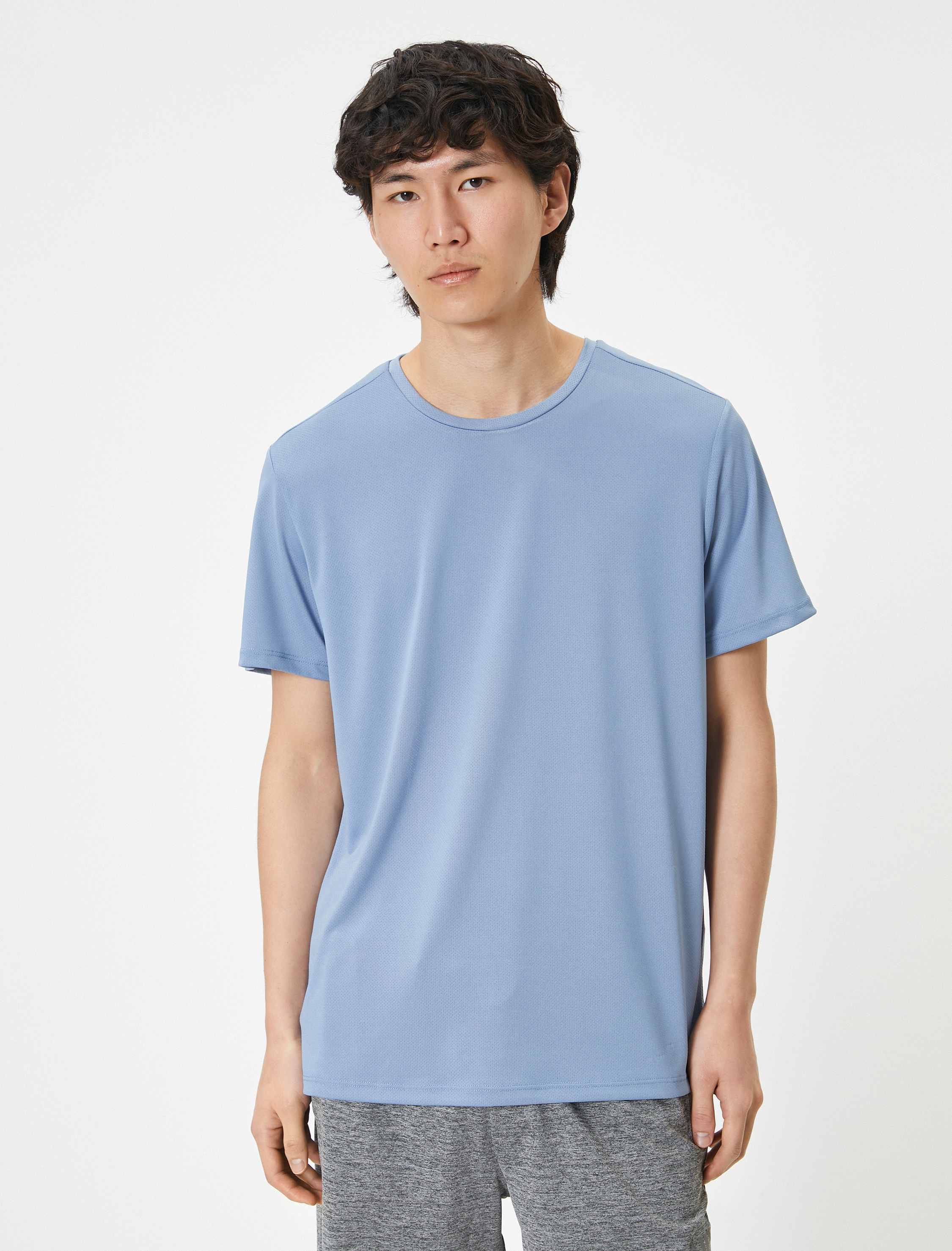   Basic Spor Tişört Bisiklet Yaka Kısa Kollu