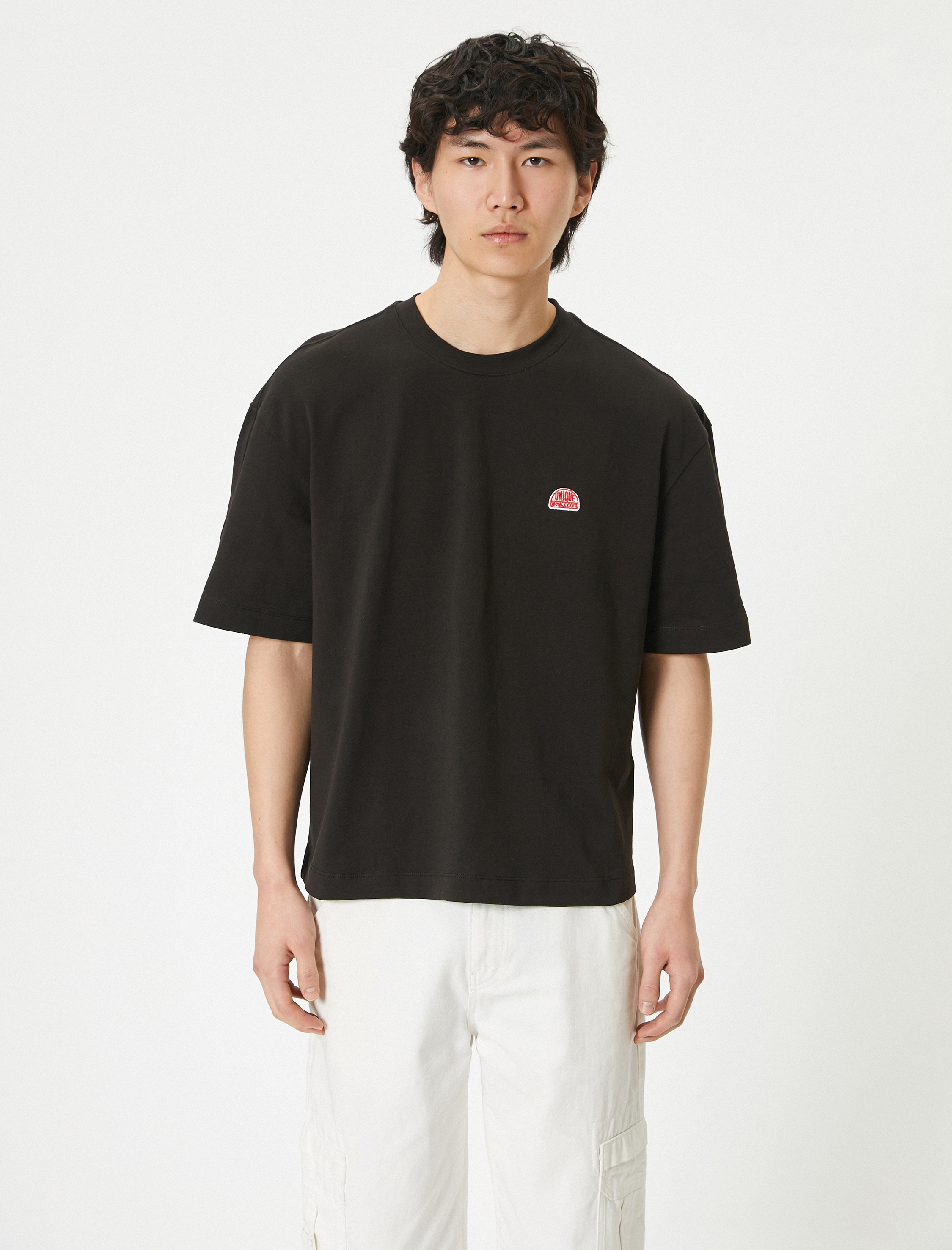   Oversize Baskılı Tişört Bisiklet Yaka Kısa Kollu