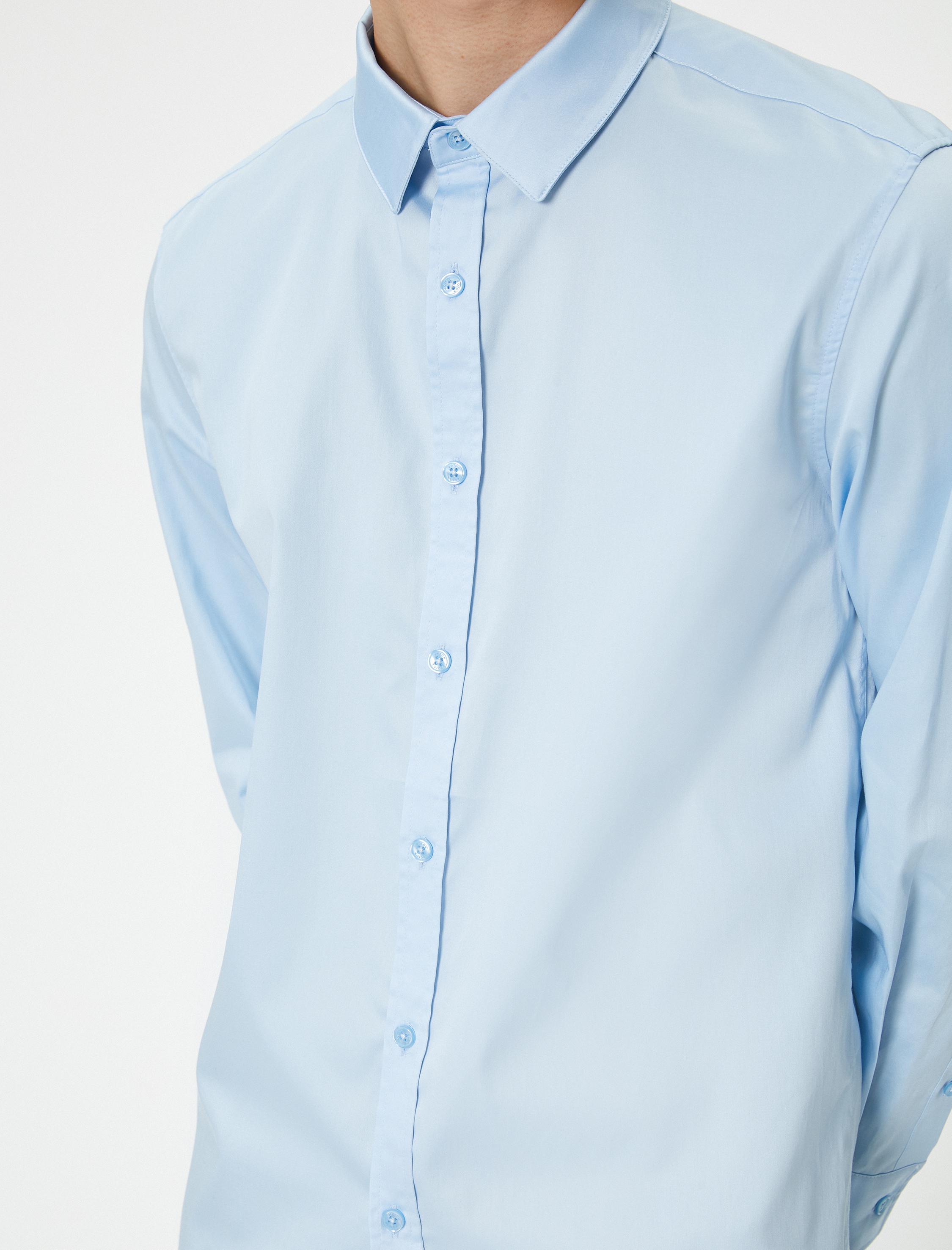 Basic Gömlek Uzun Kollu Düğmeli Klasik Yaka Slim Fit