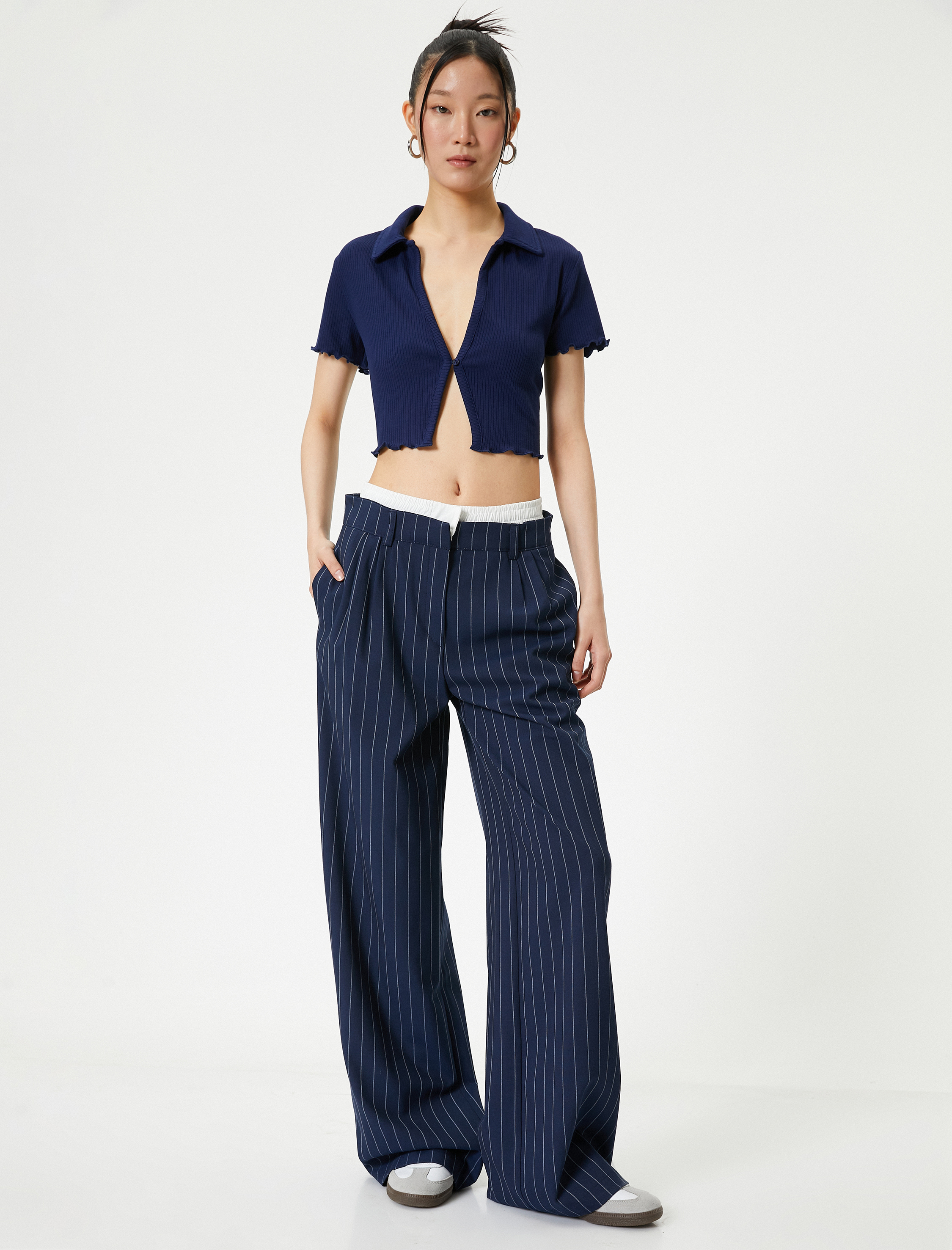   Crop Polo Tişört Kısa Kollu Slim Fit