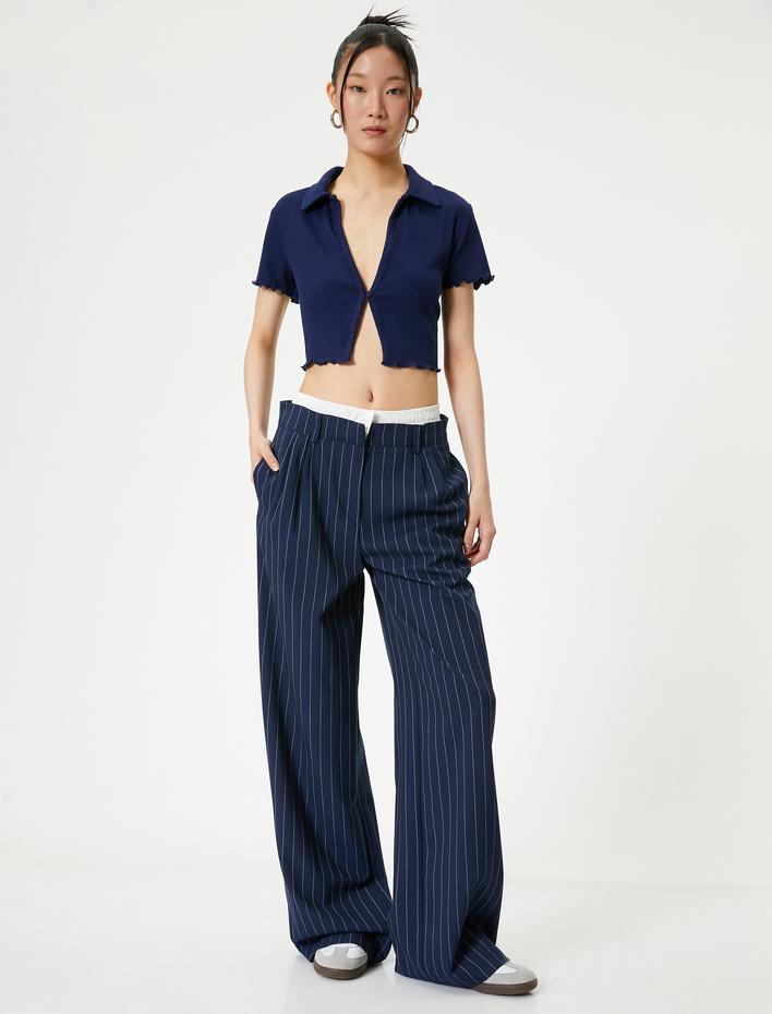  Crop Polo Tişört Kısa Kollu Slim Fit